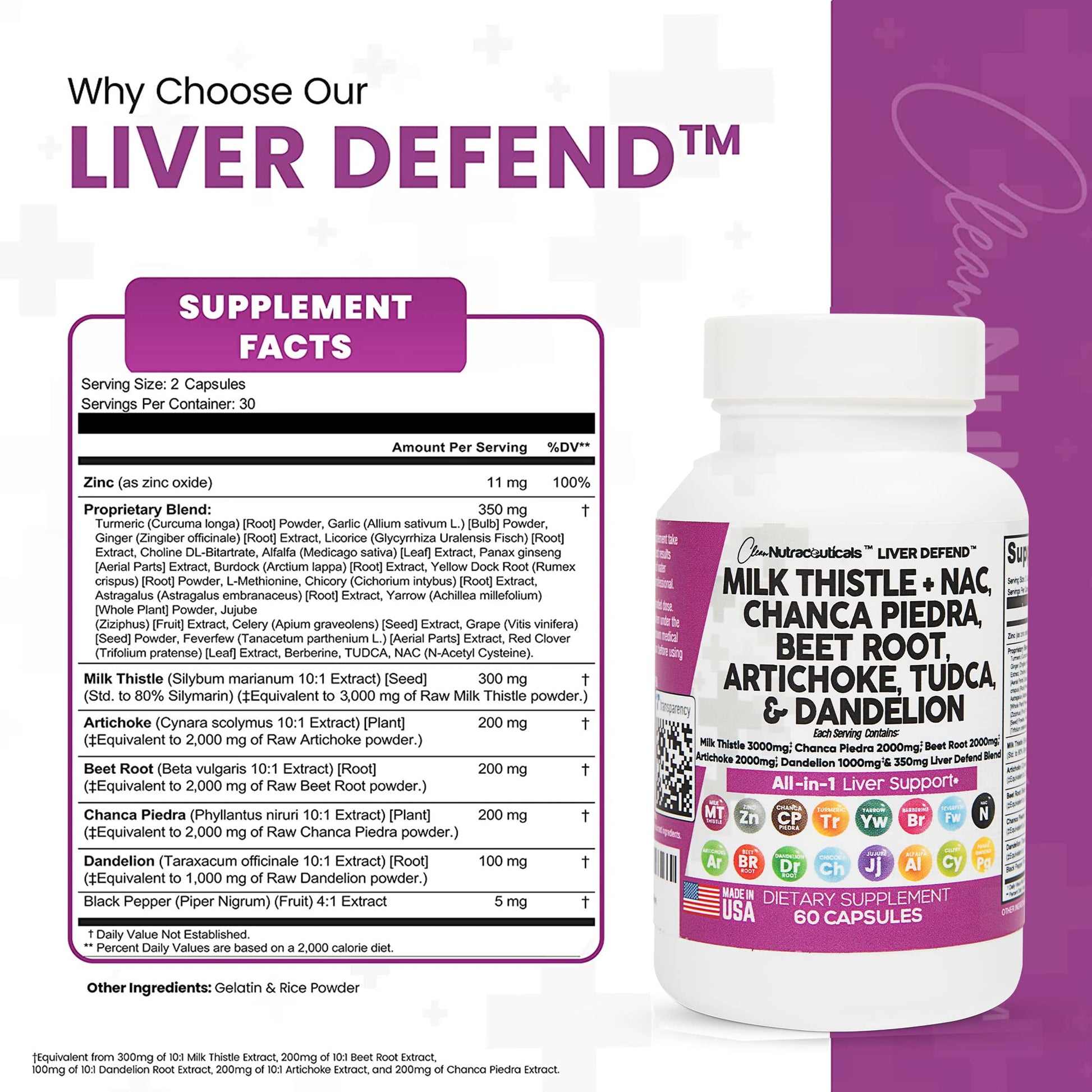 Milk Thistle 3000mg NAC Chanca Piedra 2000mg Beet Root 2000mg Clean Nutraceuticals uk supplements