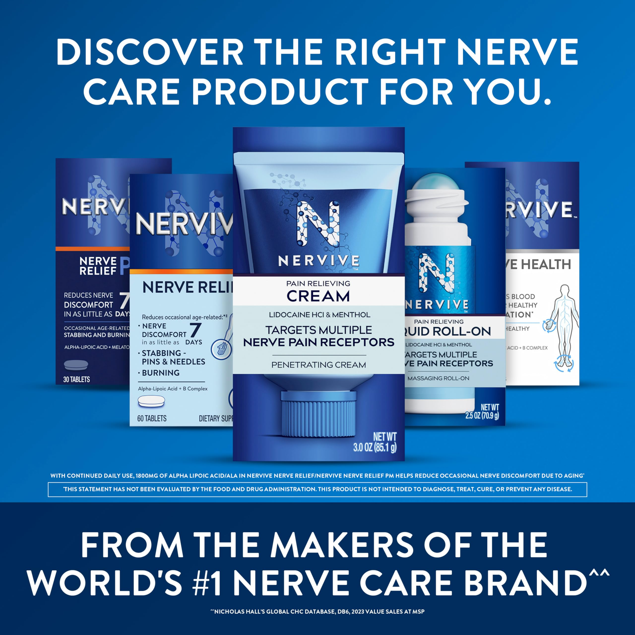 Nervive Pain Relieving Cream, Max Strength Non-Greasy Topical Pain Reliever with Lidocaine and Menthol for Toes, Feet, Fingers, Hands, Legs & Arms, 3.0oz Nervive uk supplements