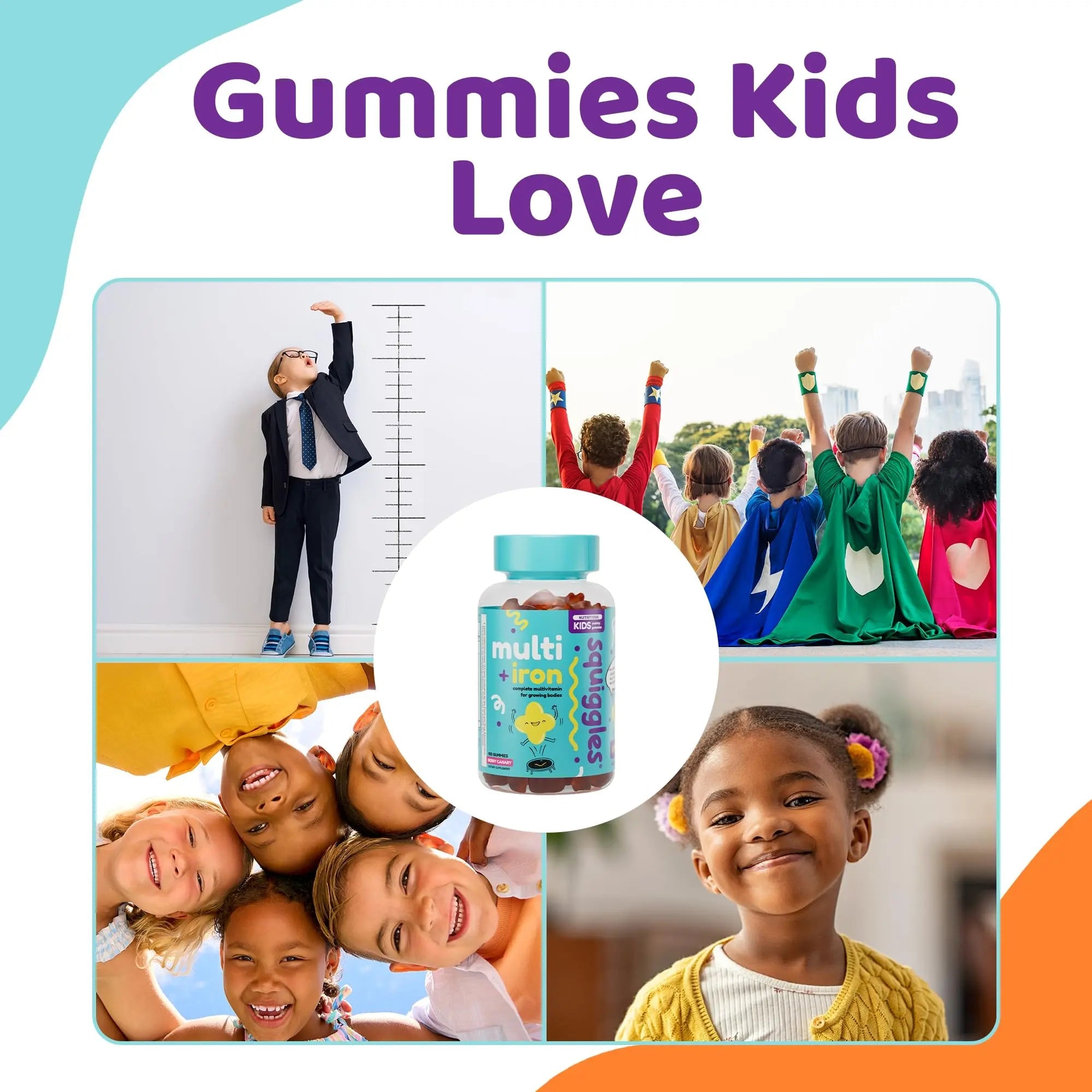 Squiggles Kids Multivitamin + Iron Gummies - Low Sugar Gummy Vitamins with Iron Supplements for Kids Squiggles uk supplements