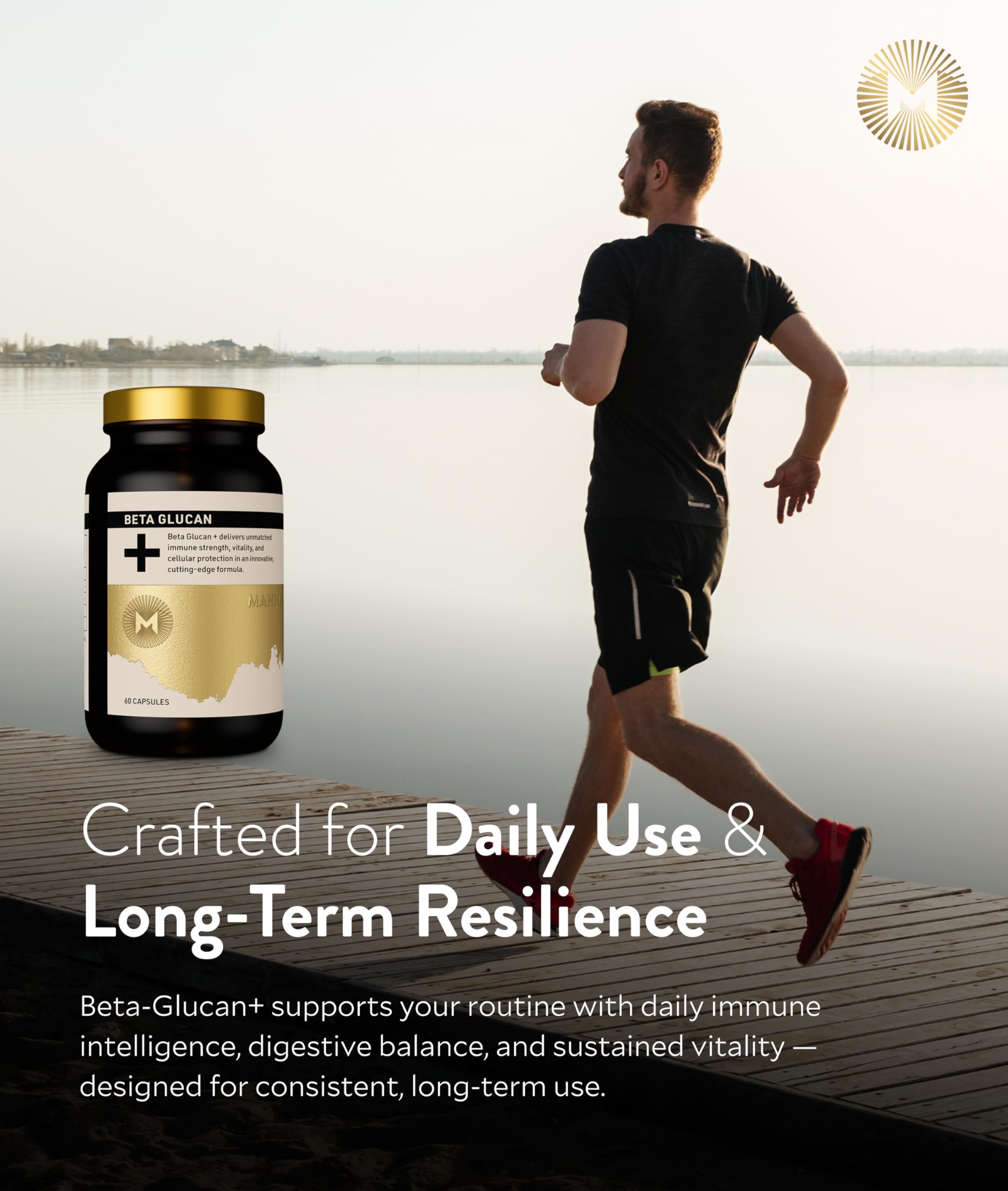 Manna Beta Glucan+ Capsules | 1000mg Beta Glucan Complex | Reishi Mushroom & Oats | Supplement for Immune Support, Heart Health, Cellular Renewal & Antioxidant Protection | 60 Count M Manna uk supplements