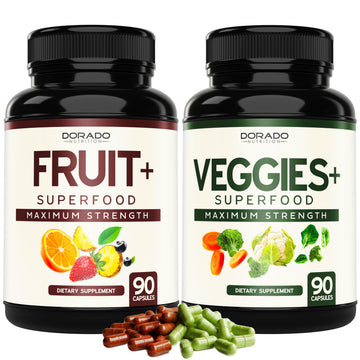 Fruit and Veggies Supplement (180 Capsules) Superfood Fruits and Vegetables Supplements for Adults - Premium Super Food for Energy and Immune Support - Veggies Capsules - Non-GMO & Vegan - USA Made DORADO NUTRITION uk supplements