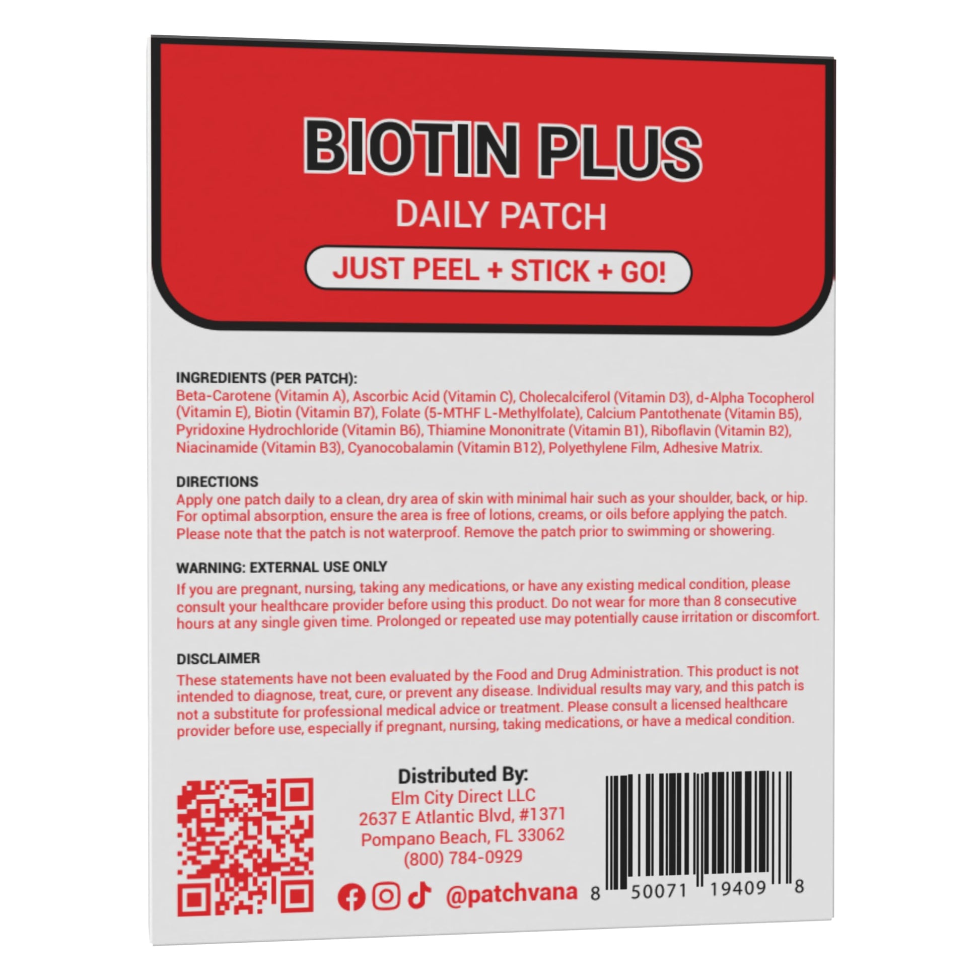 Patchvana Biotin Plus Patch for Women & Men, 1 Month Supply, 30 Patches Patchvana uk supplements