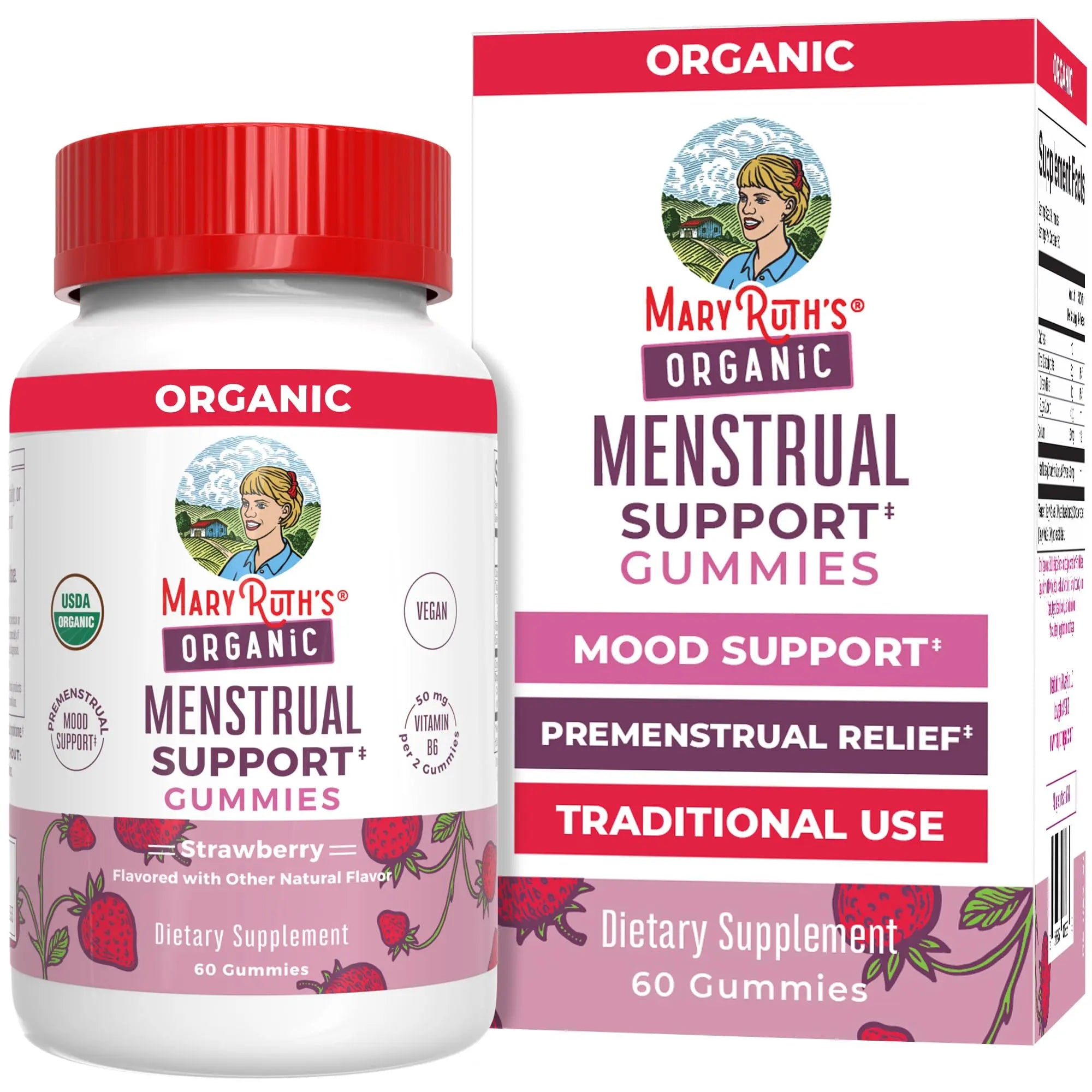Organic Menstrual Support Gummies by MaryRuth's | for The Relief of Common Symptoms of Premenstrual Syndrome | PMS Support | Premenstrual Mood Support | USDA Organic | Non-GMO | Vegan | 30 Servings MARYRUTH'S uk supplements