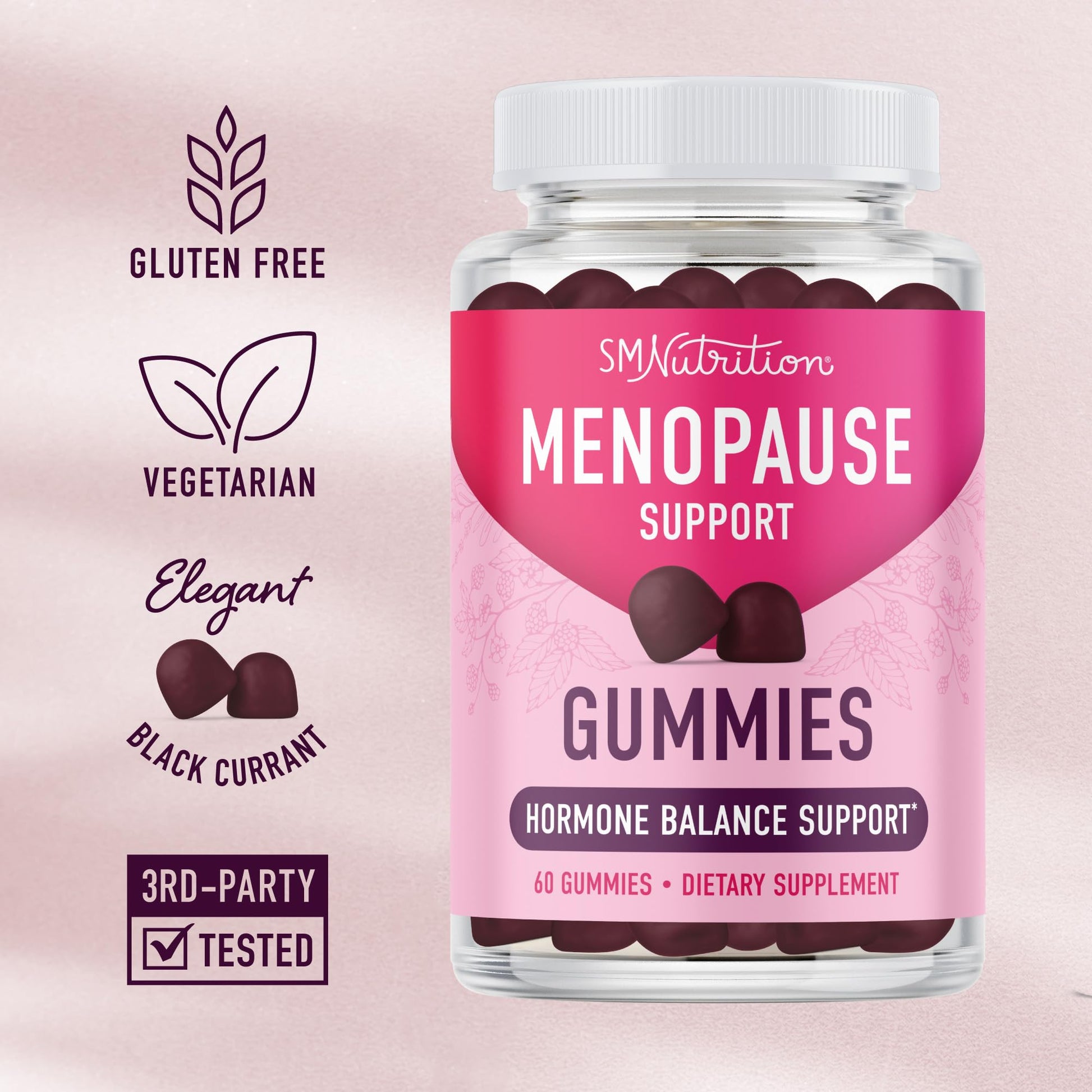 Menopause Support Gummies | Hormone Balance Relief for Hot Flashes, Night Sweats, Mood Swings, & Bloating | with Phytoestrogen Soy, Vitamin D3, PABA, Biotin | Vegetarian, Gluten-Free | 60 Count SMNutrition uk supplements