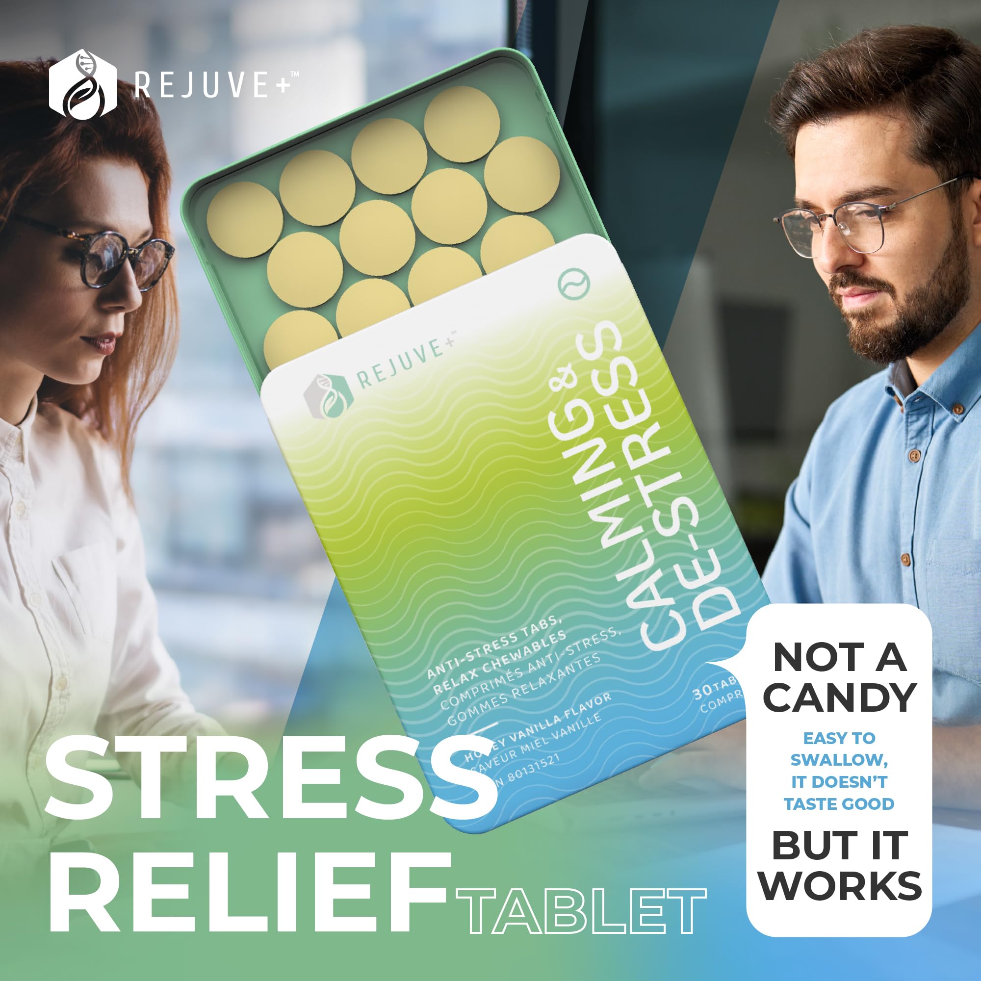REJUVE+ Calm & Destress Nootropic Supplement – Brain Boost | L-Theanine, GABA, Ashwagandha, Vitamin D | Natural Stress Relief & Relaxation | Sleep Enhancer | Mood Enhancer | Honey Vanilla Flavor (1) REJUVE+ uk supplements