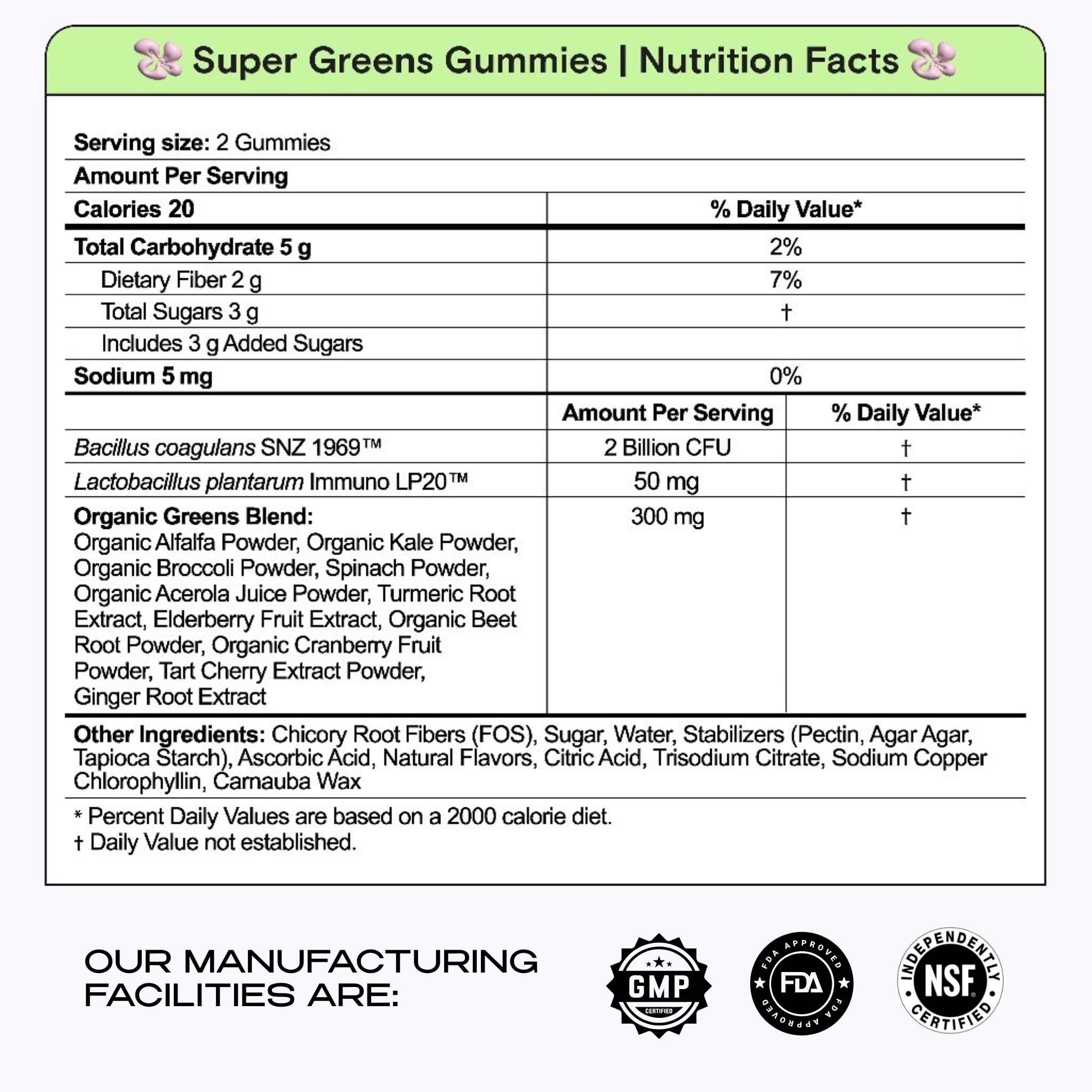 Kiala Nutrition Super Greens Gummies with 11x Organic Greens, Pre, Post & Probiotics, Antioxidants, Multivitamin, Fiber Supplement Supports Gut Health & Digestion, Dairy Free, Vegetarian, 60 Count Kiala Nutrition uk supplements