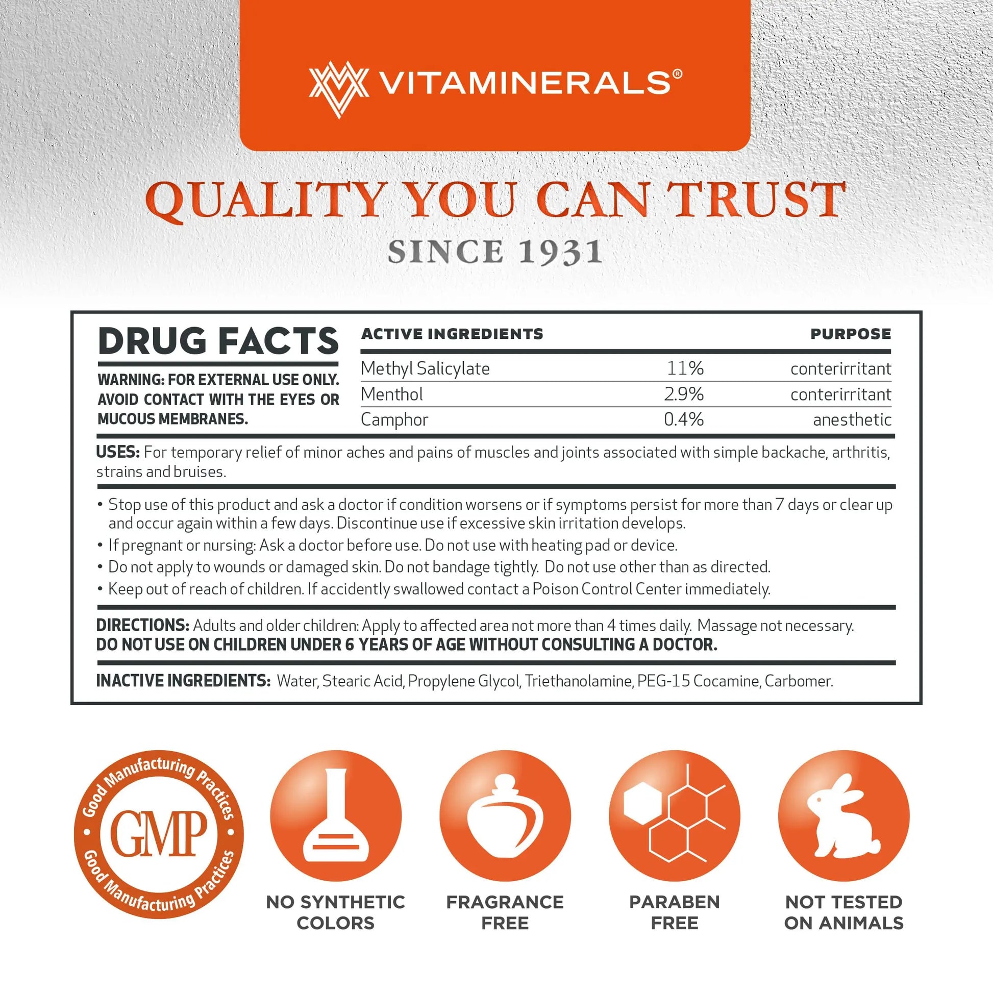 Vitaminerals 171 Glenalgesic® Pain Support Analgesic Balm, Muscle & Joint | Maximum Strength | Menthol | Camphor (8 oz) Vitaminerals uk supplements
