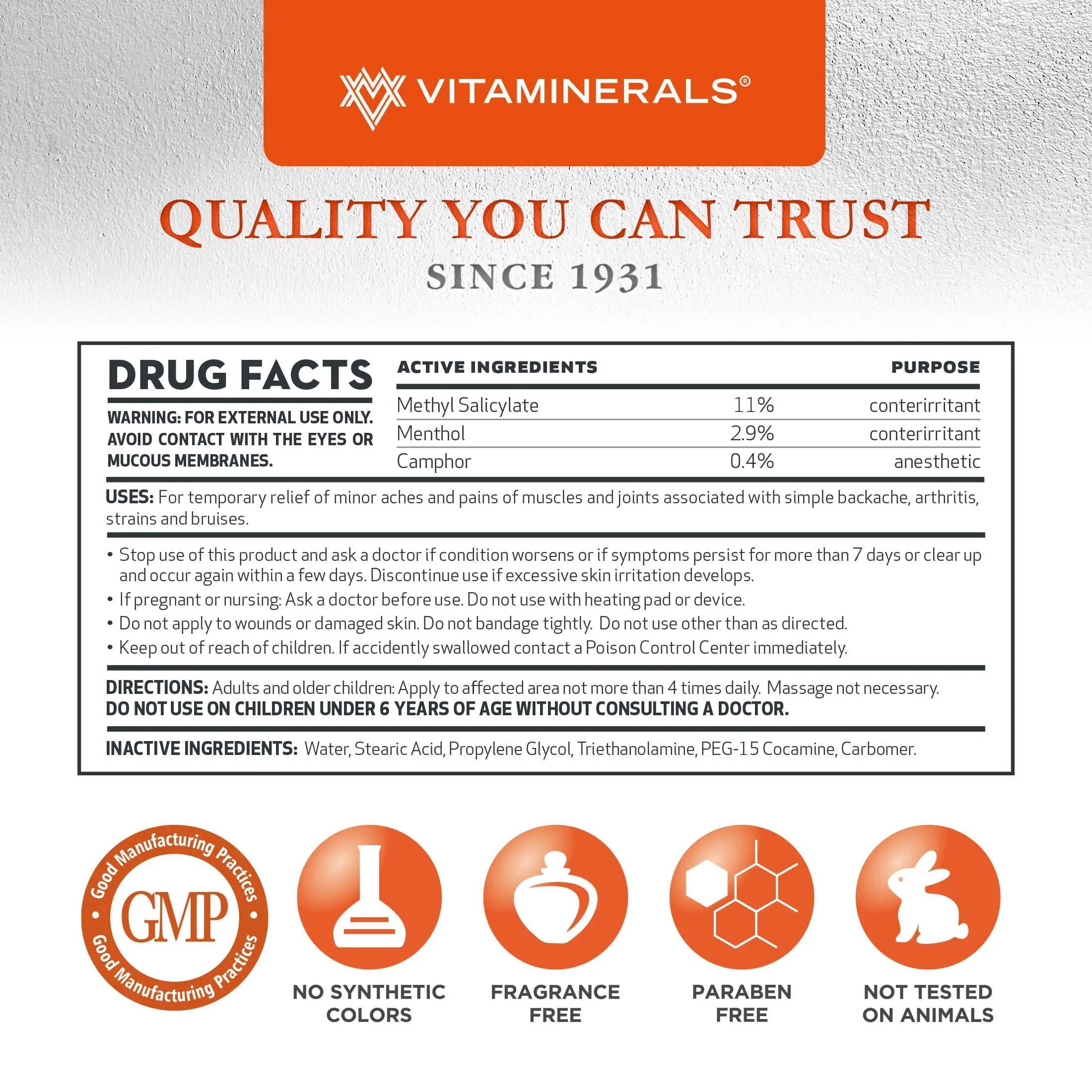 Vitaminerals 171 Glenalgesic® Pain Support Analgesic Balm, Muscle & Joint | Maximum Strength | Menthol | Camphor (8 oz) Vitaminerals uk supplements
