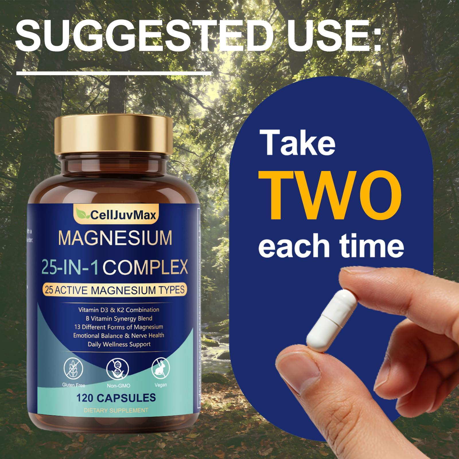 25-in-1 Magnesium Complex | Multi-Form Absorbable Blend for Daily Nutritional Support, 120 Vegan Caps (1) PBZPBZ uk supplements