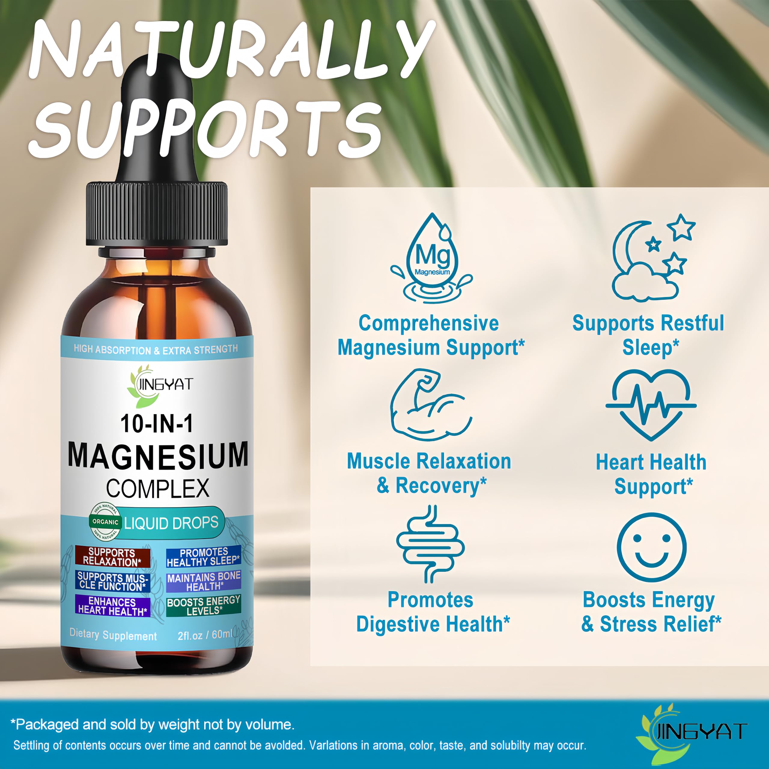 High Absorption Magnesium Complex Drops | 10-in-1 Liquid Magnesium Complex for Women & Men with Glycinate,Citrate,Taurate | for Stress Relief,Sleep,Heart Health | Vegan,Non-GMO,Fast-Acting Formula JINGYAT uk supplements