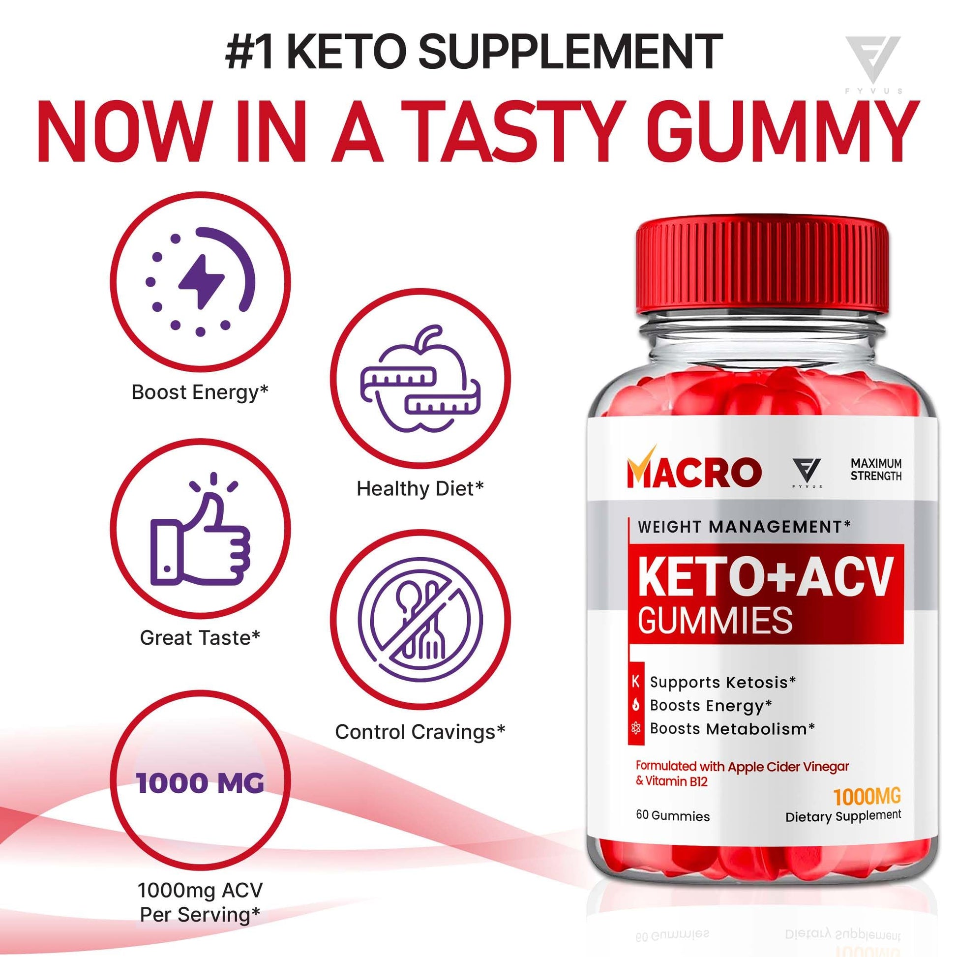 Macro Keto ACV Gummies Advanced Apple Cider Vinegar Vitamin Supplement Fyvus uk supplements