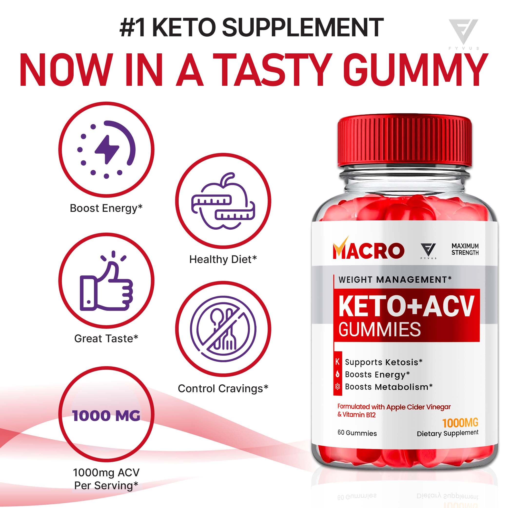 Macro Keto ACV Gummies Advanced Apple Cider Vinegar Vitamin Supplement Fyvus uk supplements