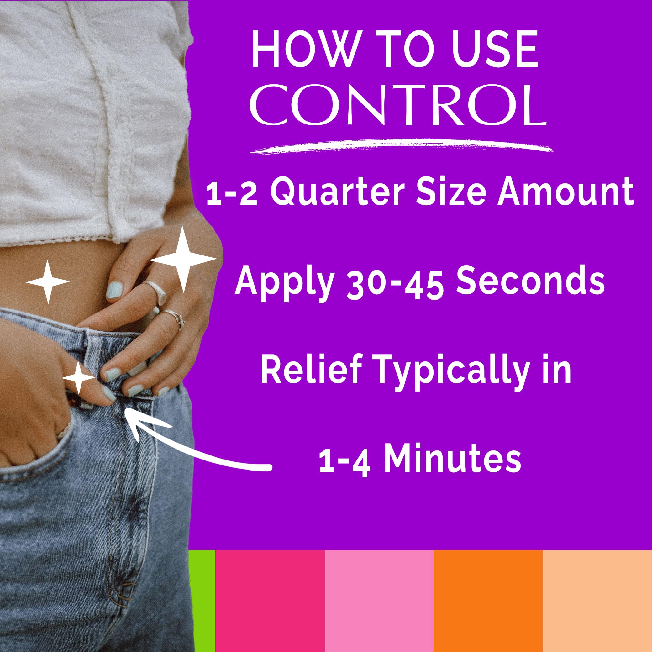 CONTROL, Menstrual Cramp Relief Cream, Topical Pain Relief for Period Cramps and PMS, Period Relief Products, Fast and Effective, Easy to Use, Safe for All Ages, Hormone Free, All Natural, 3 oz Tube. CONTROL uk supplements
