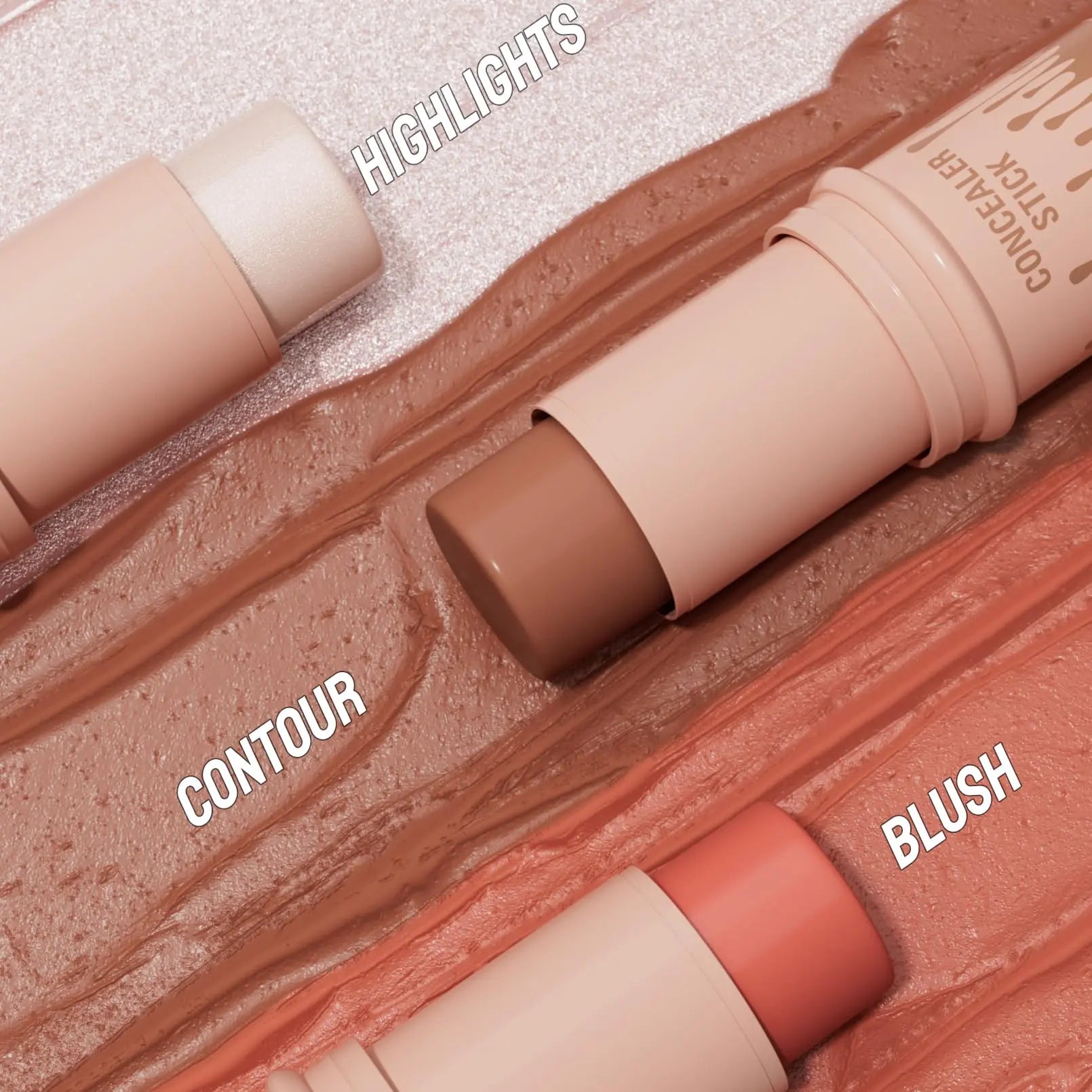 3Pcs Cream Contour Sticks Kit, Highlighter Stick Blush Stick Cream Contour Kit Makeup Set with Brush,Face Brightens & Shades Contour Stick Waterproof for Women QIC uk supplements