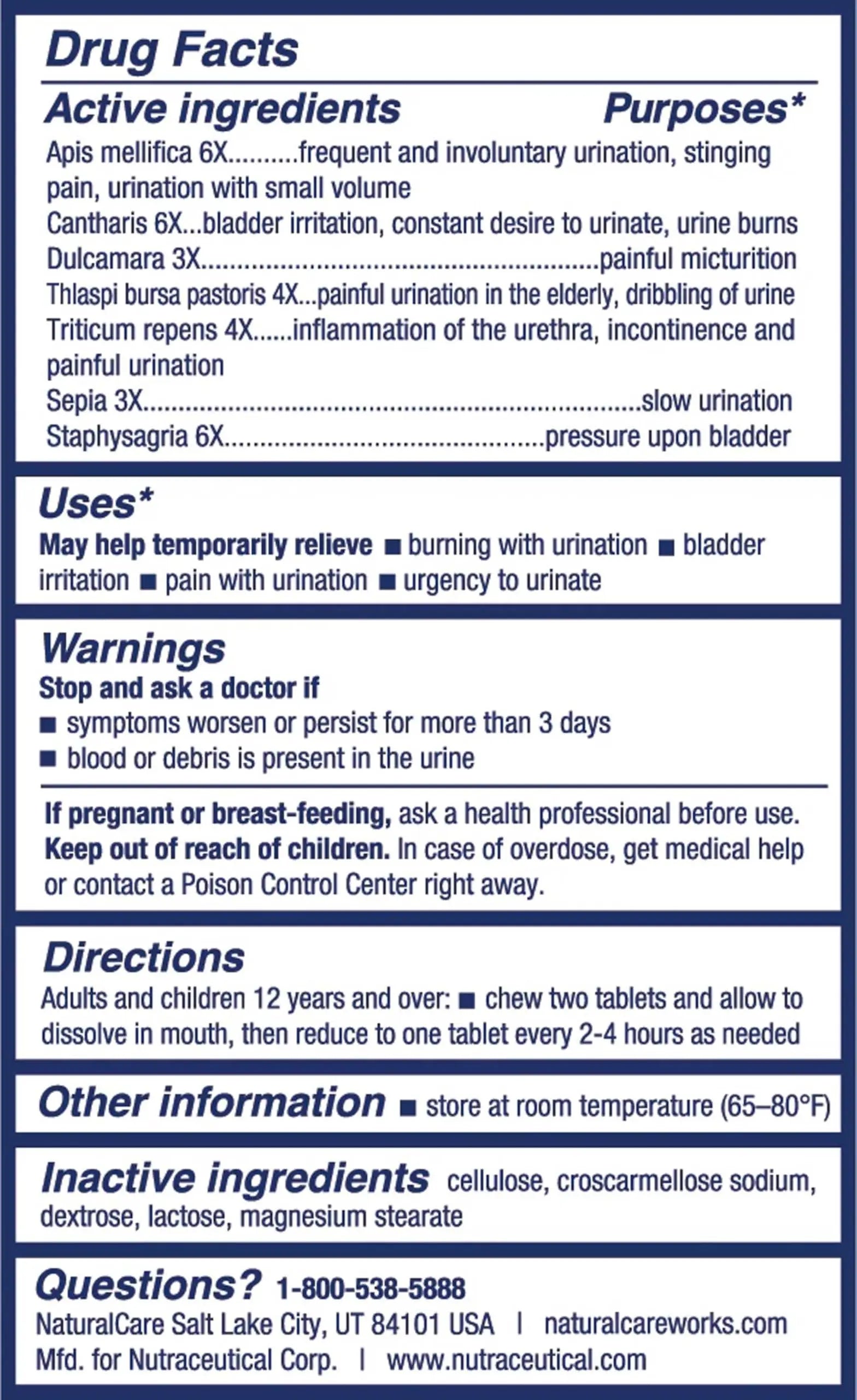 NaturalCare UTI Care Tablets - Fast-Acting Relief for Urinary Tract Infection, 60 Count NaturalCare uk supplements
