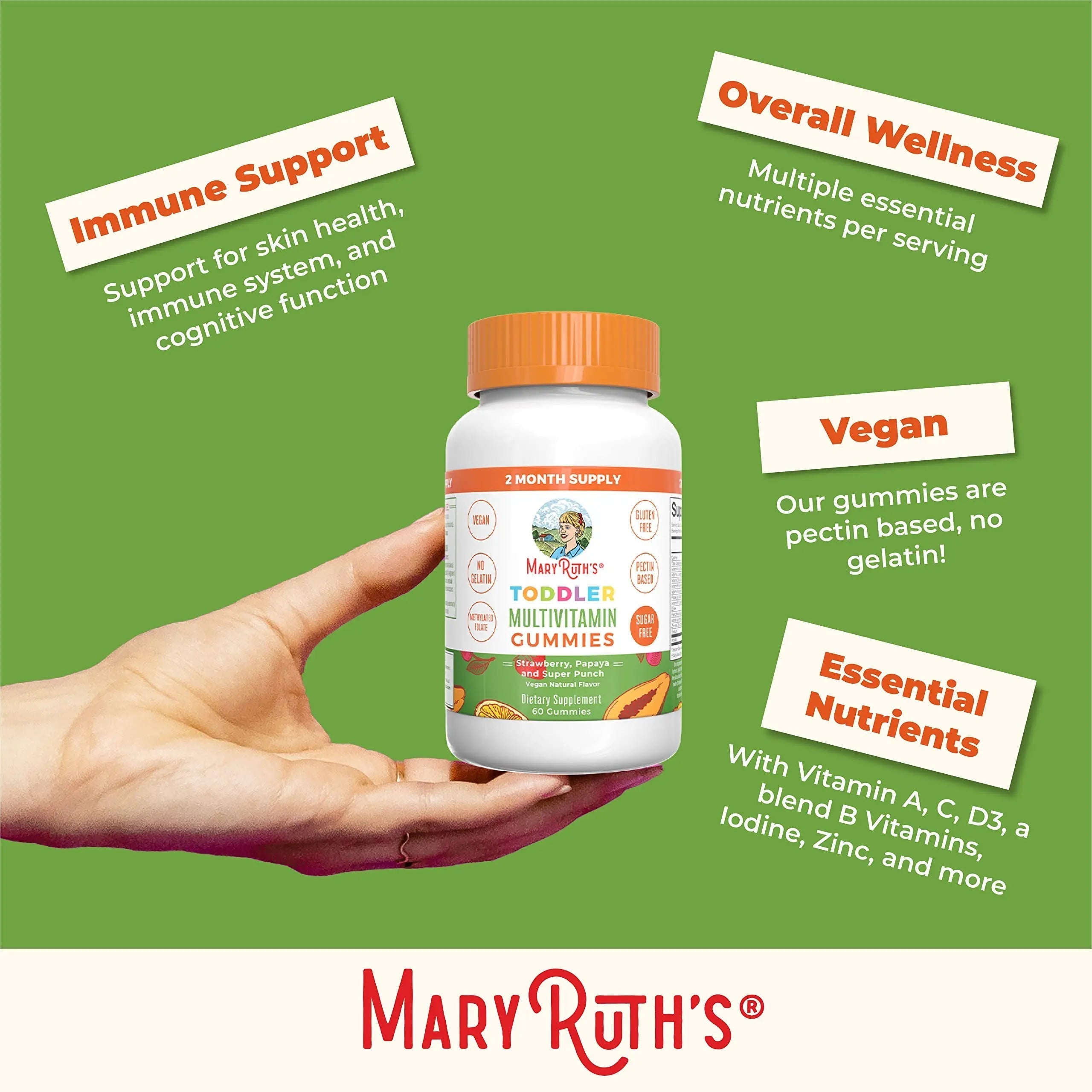MaryRuth Organics Sugar Free Vitamin Gummies for Kids Age 2 | 2 Month Supply Multivitamin with Vitamin C, D3, Zinc | 1 Gummy Per Day | Toddler Vitamins MaryRuth Organics uk supplements