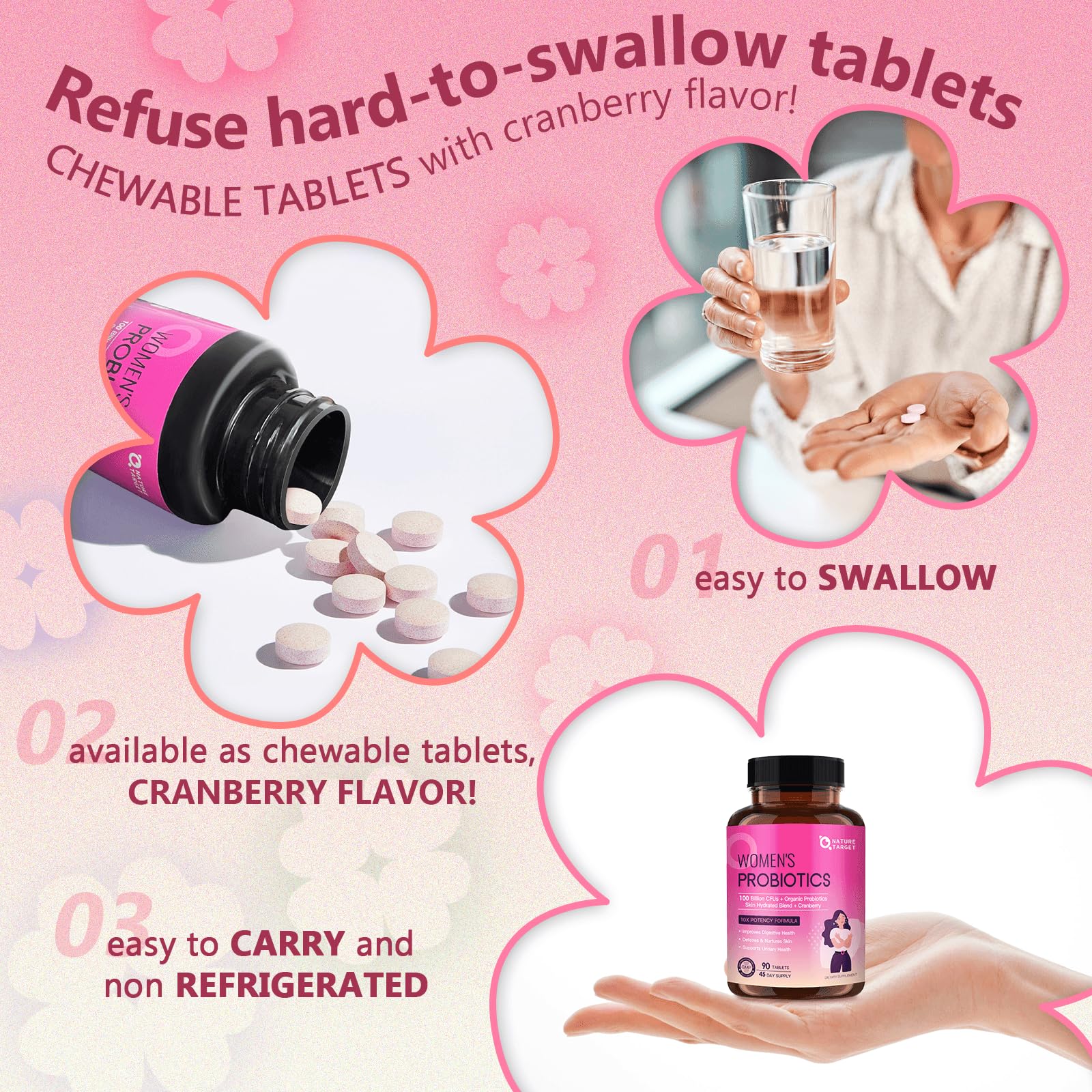 Probiotics for Women Digestive Health, Vaginal Probiotics with D-Mannose & Cranberry NATURE TARGET uk supplements