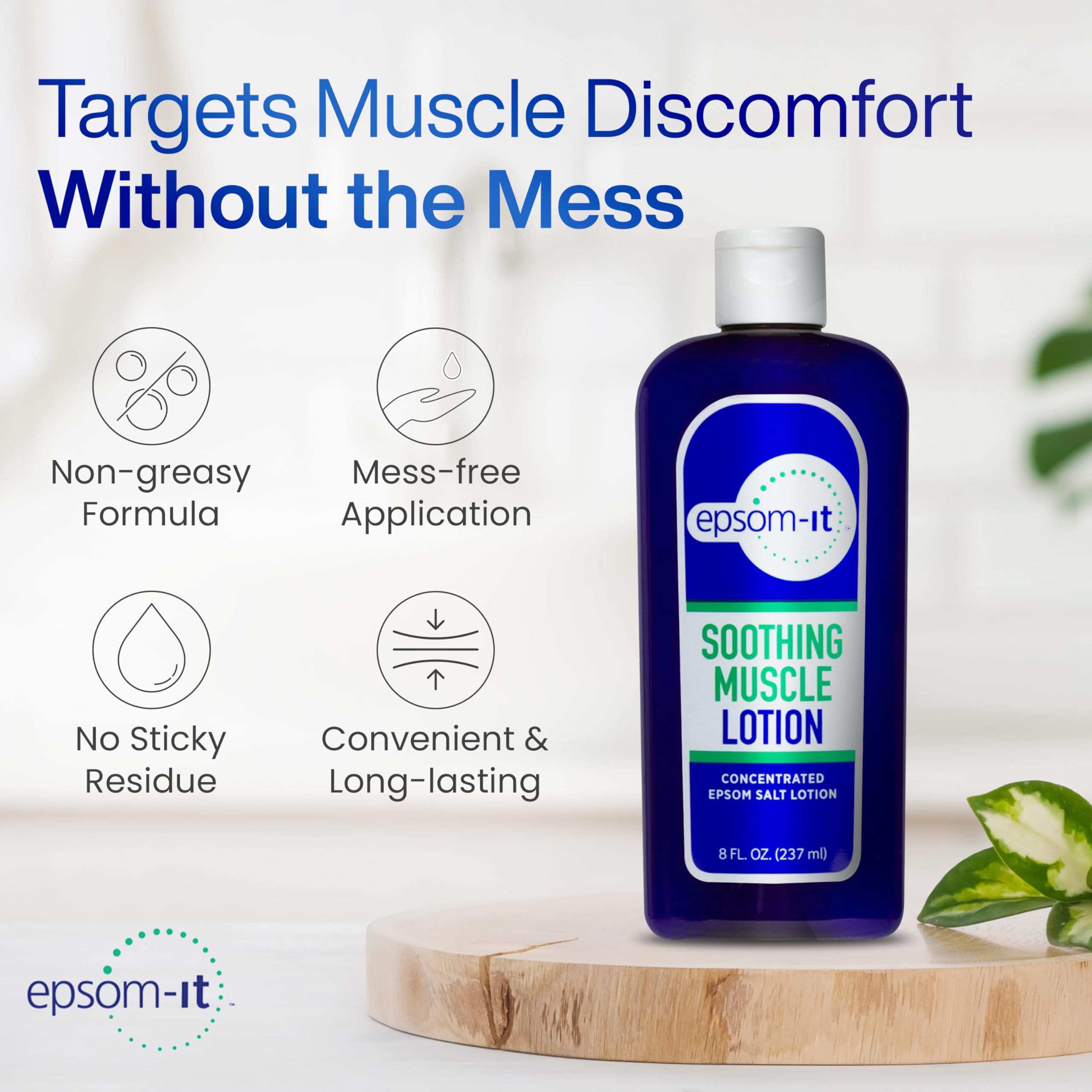 Epsom-It Soothing Muscle Magnesium Lotion – Epsom Salt Topical Cream with Arnica and Magnesium Sulfate - Designed for Muscle Stiffness, Leg Cramps, Feet, Knees and Achy Feet - 8.0 oz EPSOM-IT uk supplements
