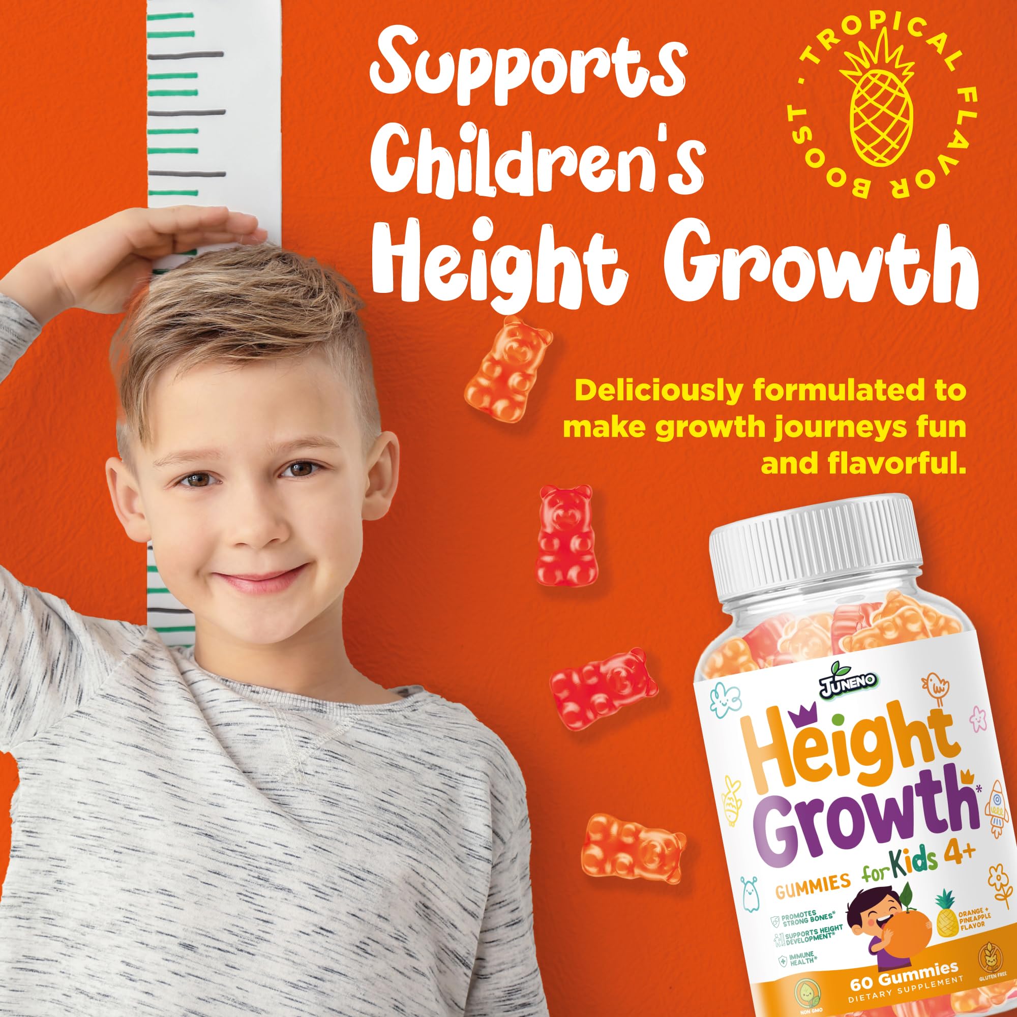 Juneno Height Growth Vitamins Supplement Gummies - Grow Taller for Teens Kids Boys Girls - Natural Height Increaser Maximizer Multivitamin Juneno uk supplements