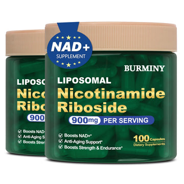 BURMINY NAD Supplement, NAD Nicotinamide Riboside Resveratrol 900mg, Liposomal NAD Supplements for Women & Man, High Purity NMNH Supplement Alternative for Anti-Aging, Energy, Focus - 2Pcs BURMINY uk supplements