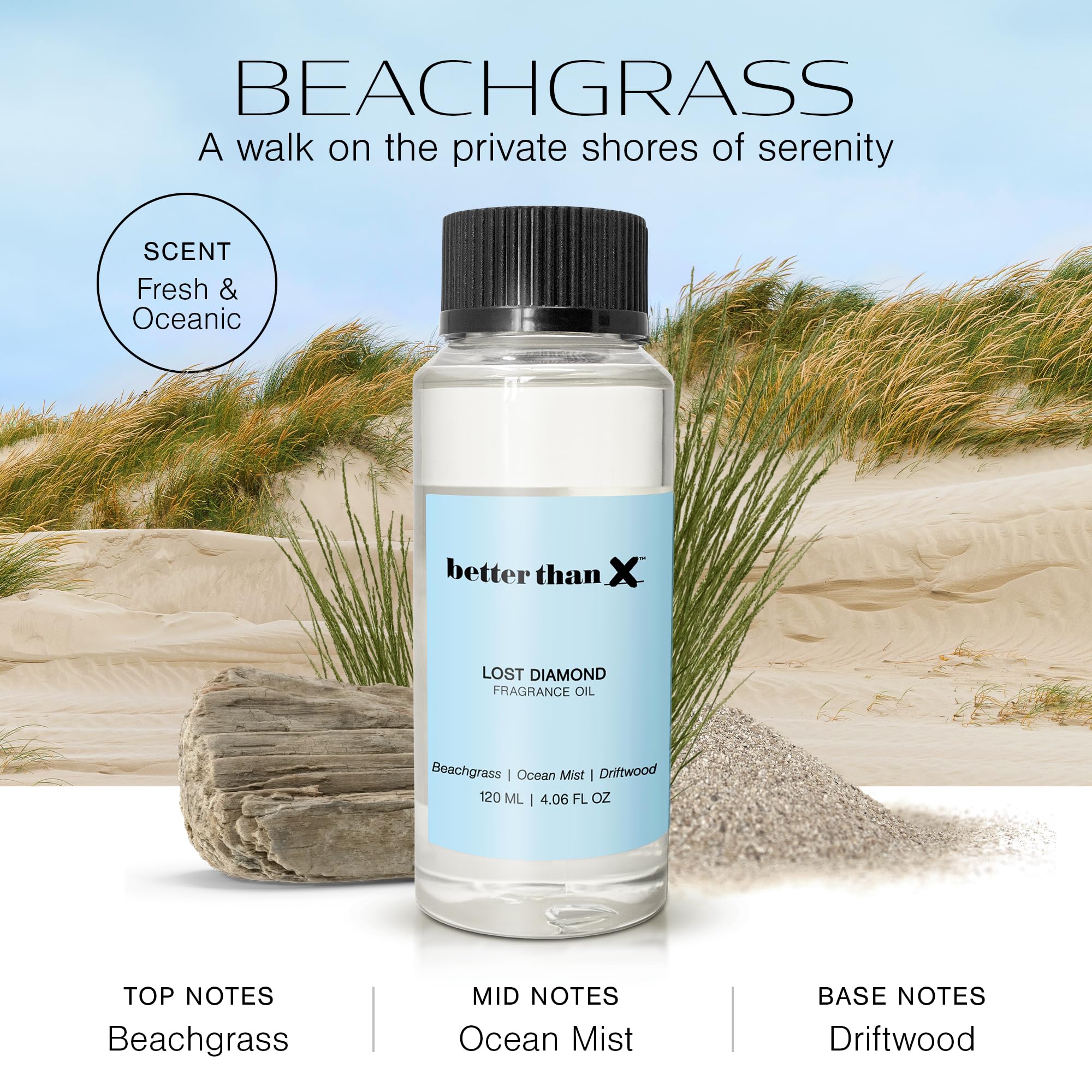 Better Than X Beachgrass Fragrance Oil - Lost Diamond Oceanic Scent for Diffusers - Premium Scent BETTER THAN X uk supplements