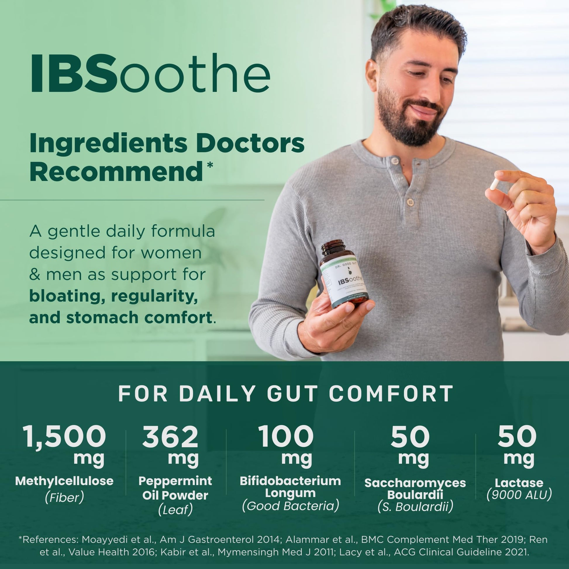 IBSoothe by Dr. Good Gut – Gut Health Supplement for Women & Men with Fiber, Probiotics, Enzymes & Peppermint Oil for Bloating Relief, Digestive Support, IBS Relief & Daily Gut Wellness – 90 Capsules DR. GOODGUT uk supplements