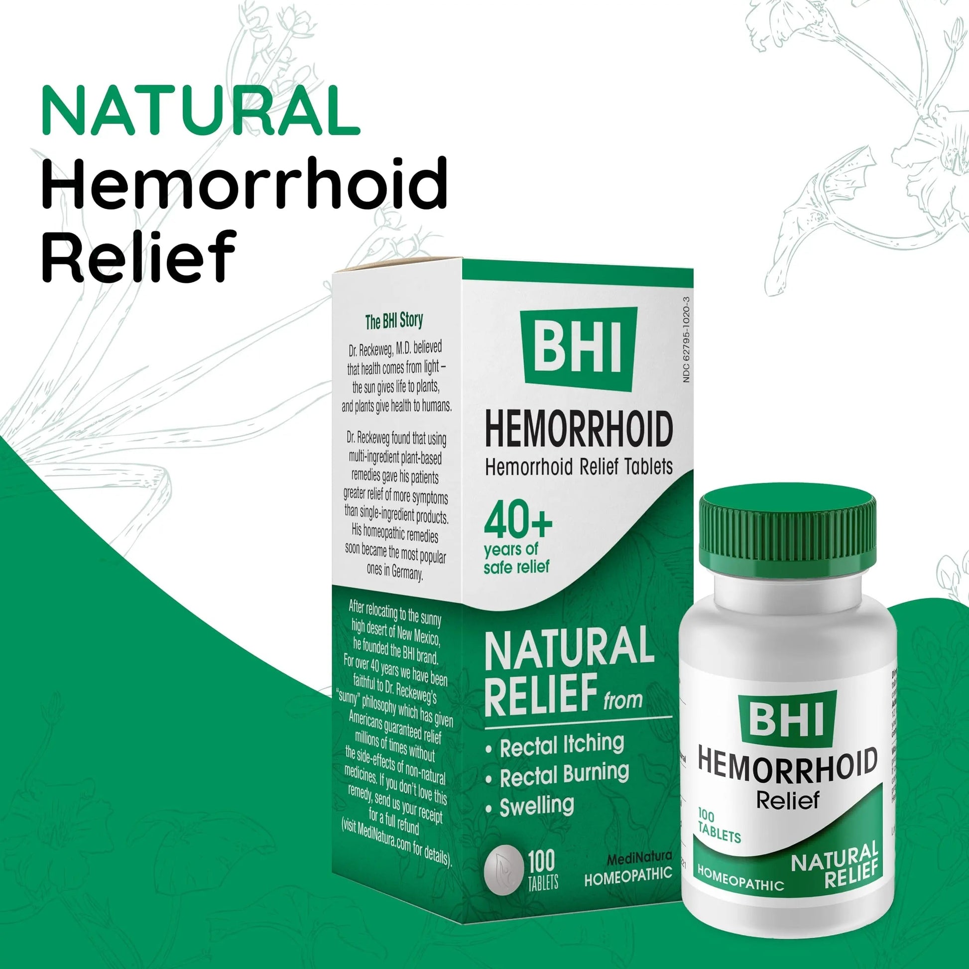 MediNatura BHI Hemorrhoid Relief - Natural Hemorrhoid Treatment for Relieving Rectal Itching - Daily Support - Chewable & Easy-to-Use Tablets - Plant-Based - 100 Count MediNatura uk supplements