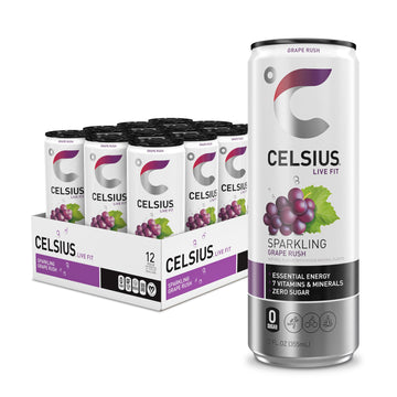 CELSIUS Sparkling Grape Rush, Functional Essential Energy Drink 12 Fl Oz (Pack of 12) CELSIUS uk supplements