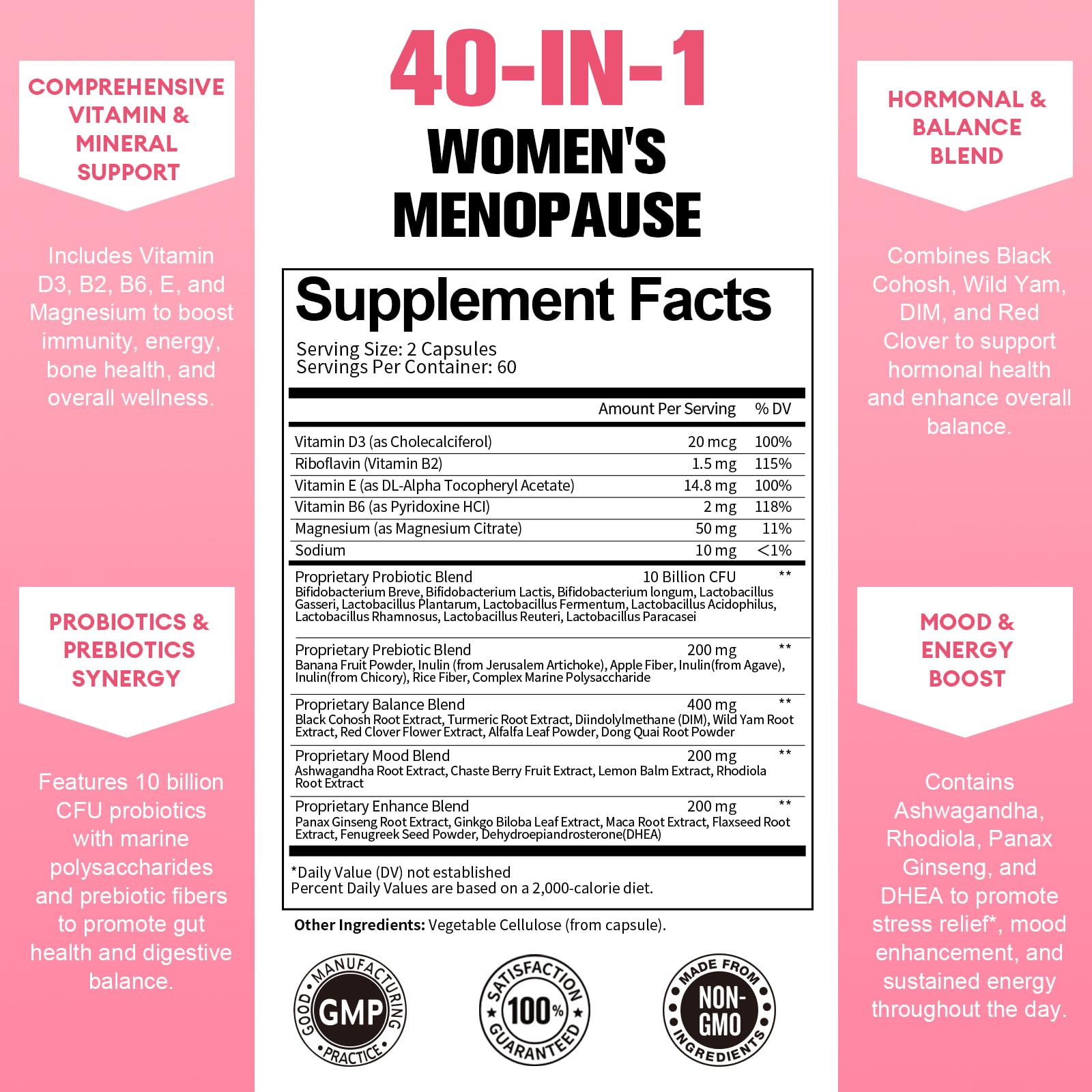 40-in-1 Menopause Supplements for Women, Multibenefit & Complete Black Cohosh for Hot Flashes, Night Sweats & Hormone Balance, w/ Probiotics, DIM, Vitex, Dong Quai, Red Clover and More, 120 Vegan Caps Totaria uk supplements