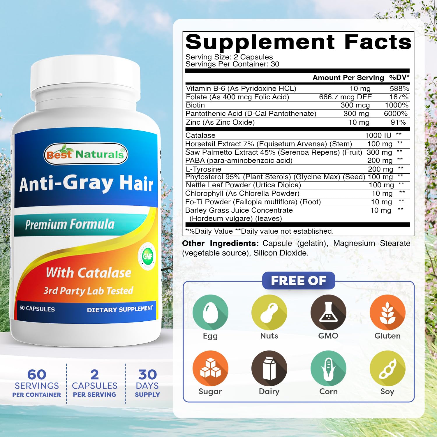 Best Naturals Anti Gray Hair Formula, 60 Count Best Naturals uk supplements