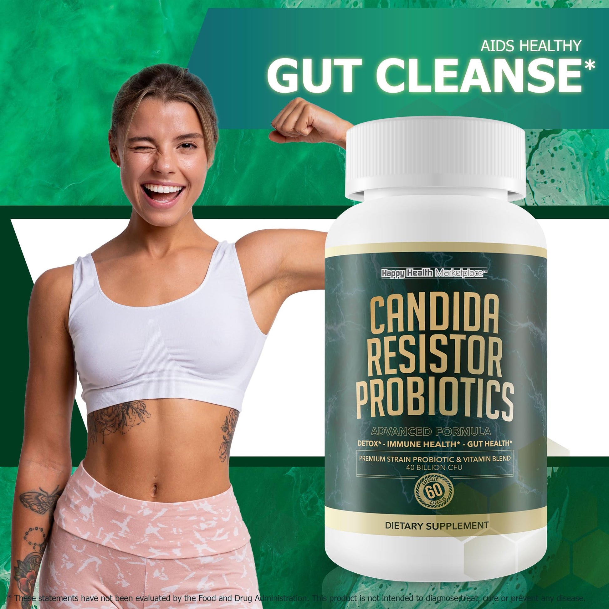 Candida Resistor Probiotics - Our Best Candida Support Capsules - Our Pills for Candida Happy Health Marketplace uk supplements