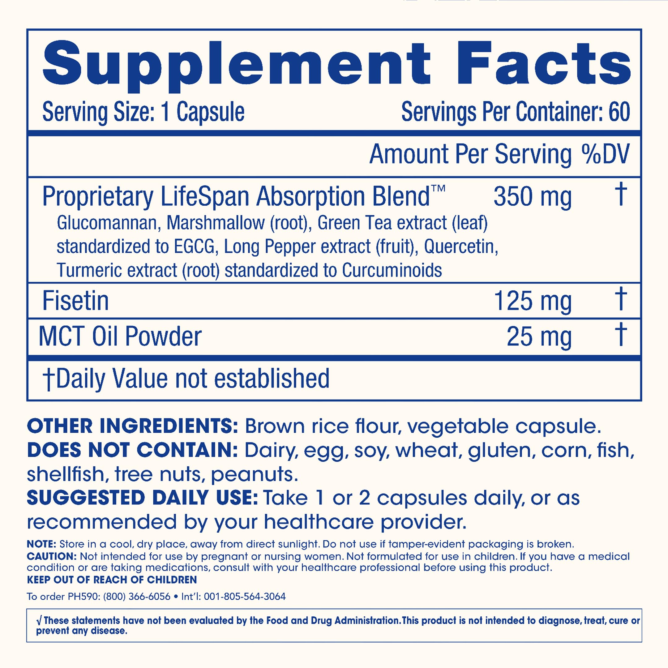 ProHealth Fisetin Supplements-15X Better Absorption from Polyphenol Blend + MCT Oil. 3rd Party Tested Pure. USA Manufactured. Powerful Antioxidant + Senolytic. Fisetin Supplement 125mg X 60 Servings ProHealth uk supplements