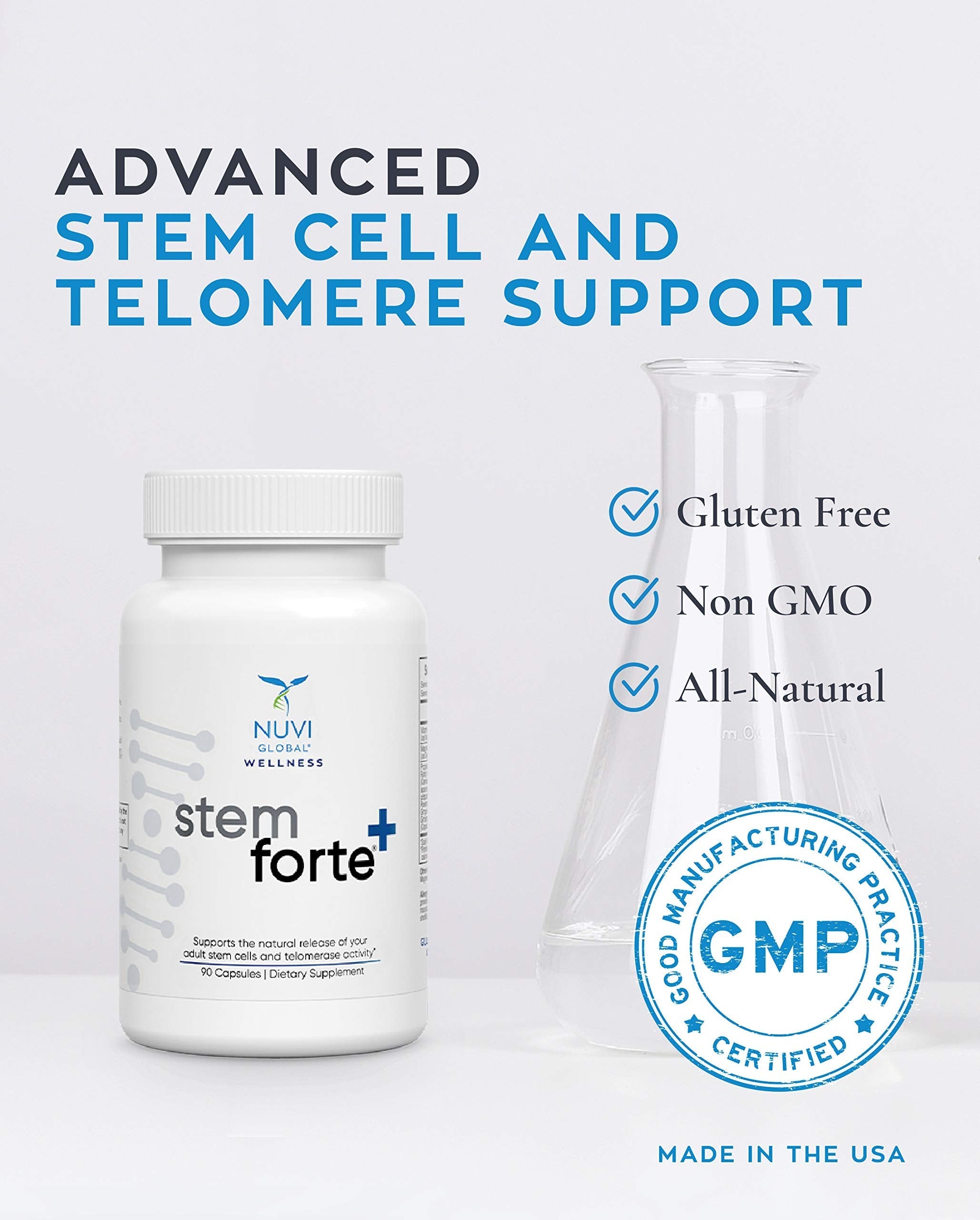 NuVi Global Stemforte Plus Stem Cell and Telomere Supplements – Cell Regeneration, Cell Growth & Telomere Support for Healthy Aging & Cellular Health – 90 Capsules for Men & Women NuVi Global uk supplements