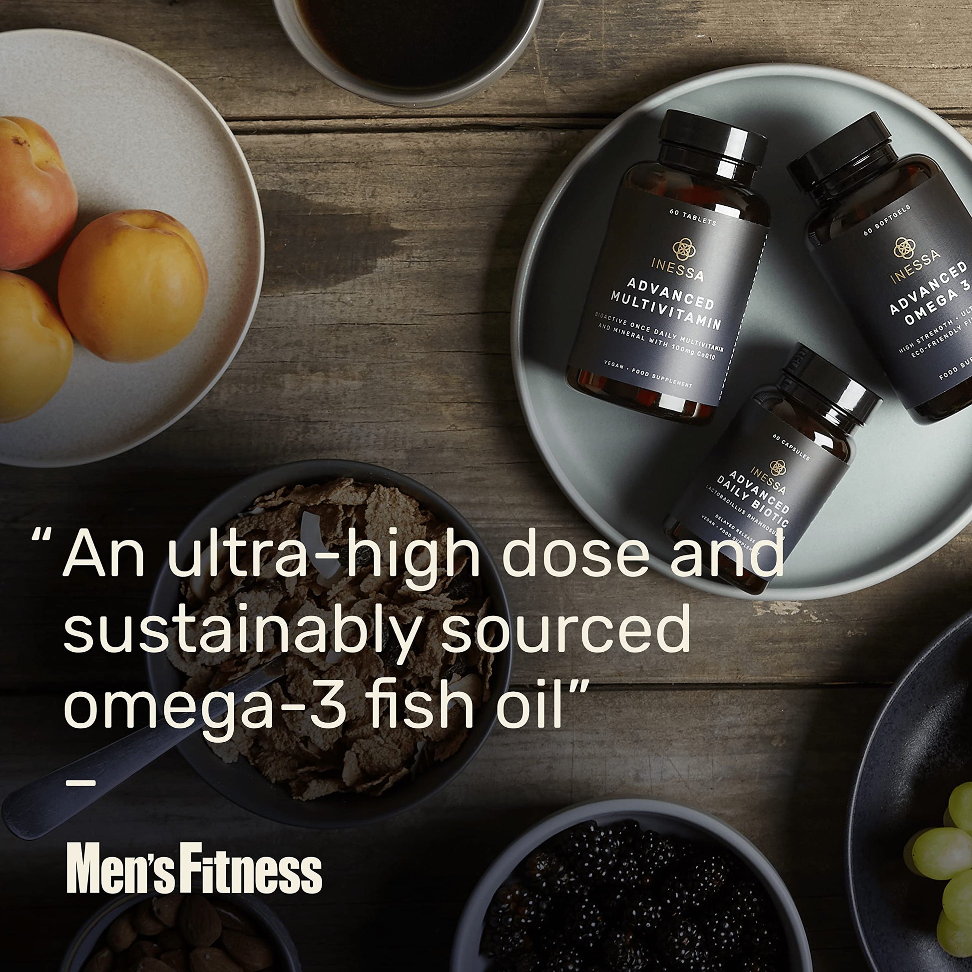 Omega 3 Fish Oil 1200mg (480mg EPA/360mg DHA per capsule) High Strength, Ultra Pure Inessa uk supplements