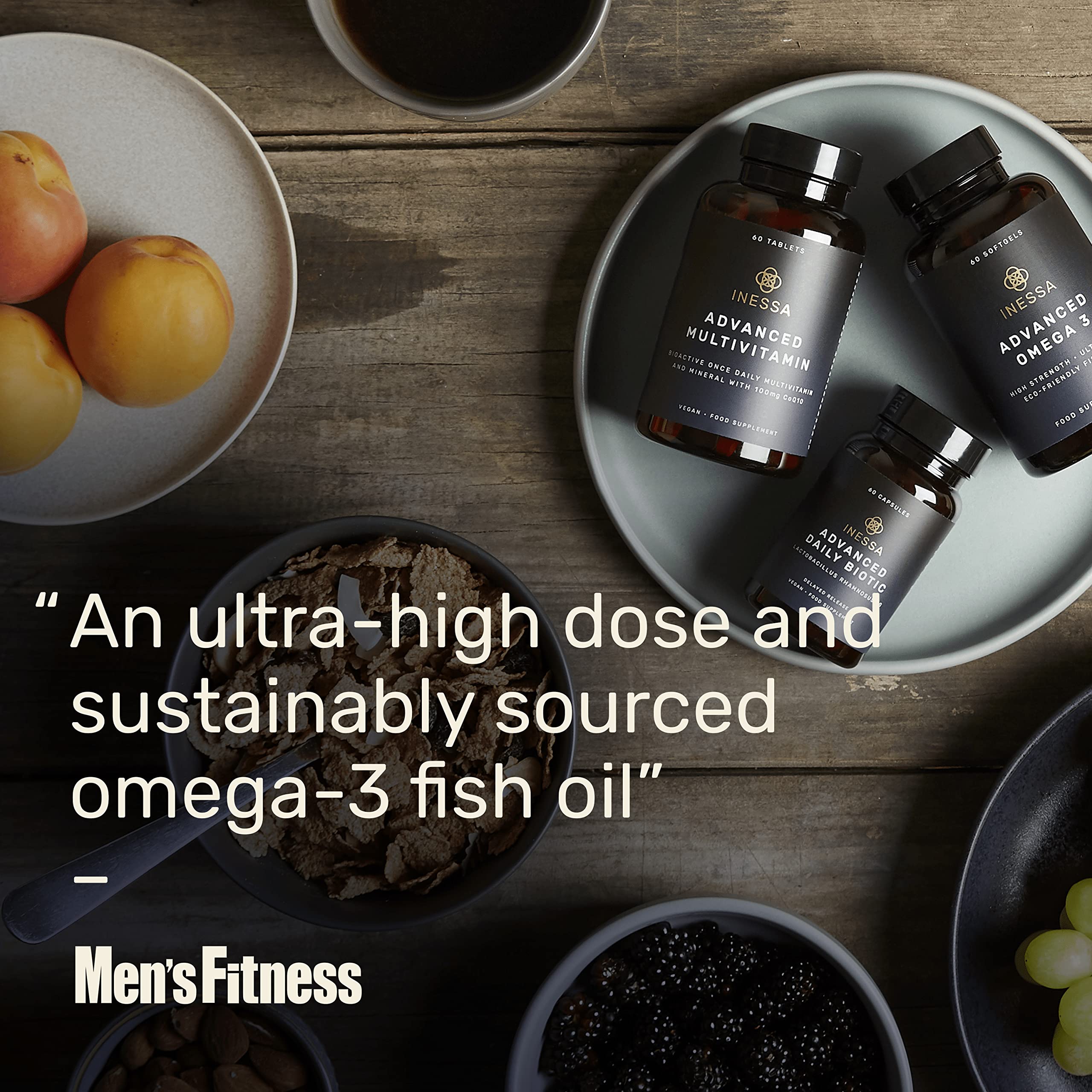 Omega 3 Fish Oil 1200mg (480mg EPA/360mg DHA per capsule) High Strength, Ultra Pure Inessa uk supplements