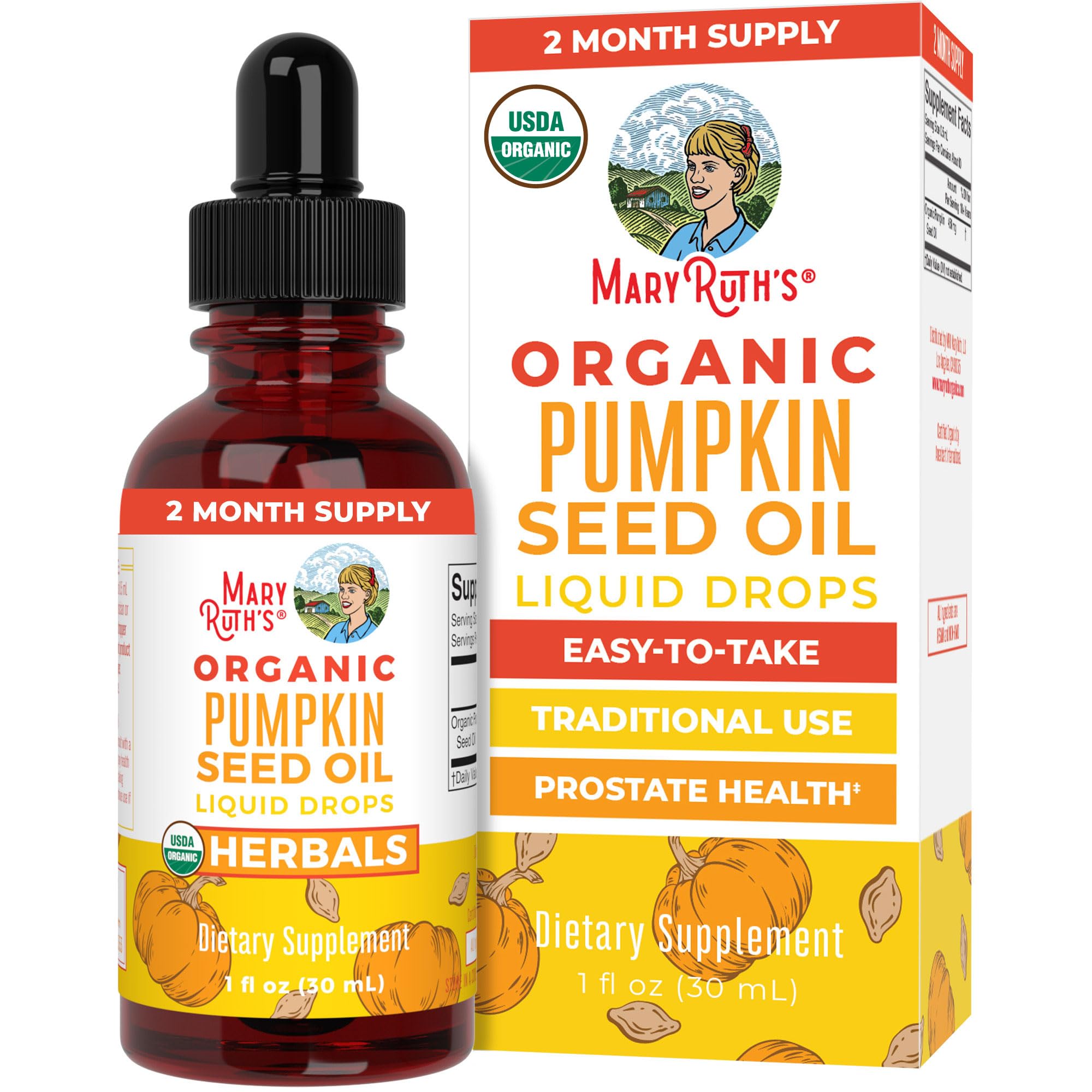 MaryRuth Organics Pumpkin Seed Oil Cold Pressed | 2 Month Supply | USDA Organic Pumpkin Seed Liquid Drops for Men and Women | Urinary Health in Men | Sugar Free | Vegan | Non-GMO | 60 Servings MARYRUTH'S uk supplements