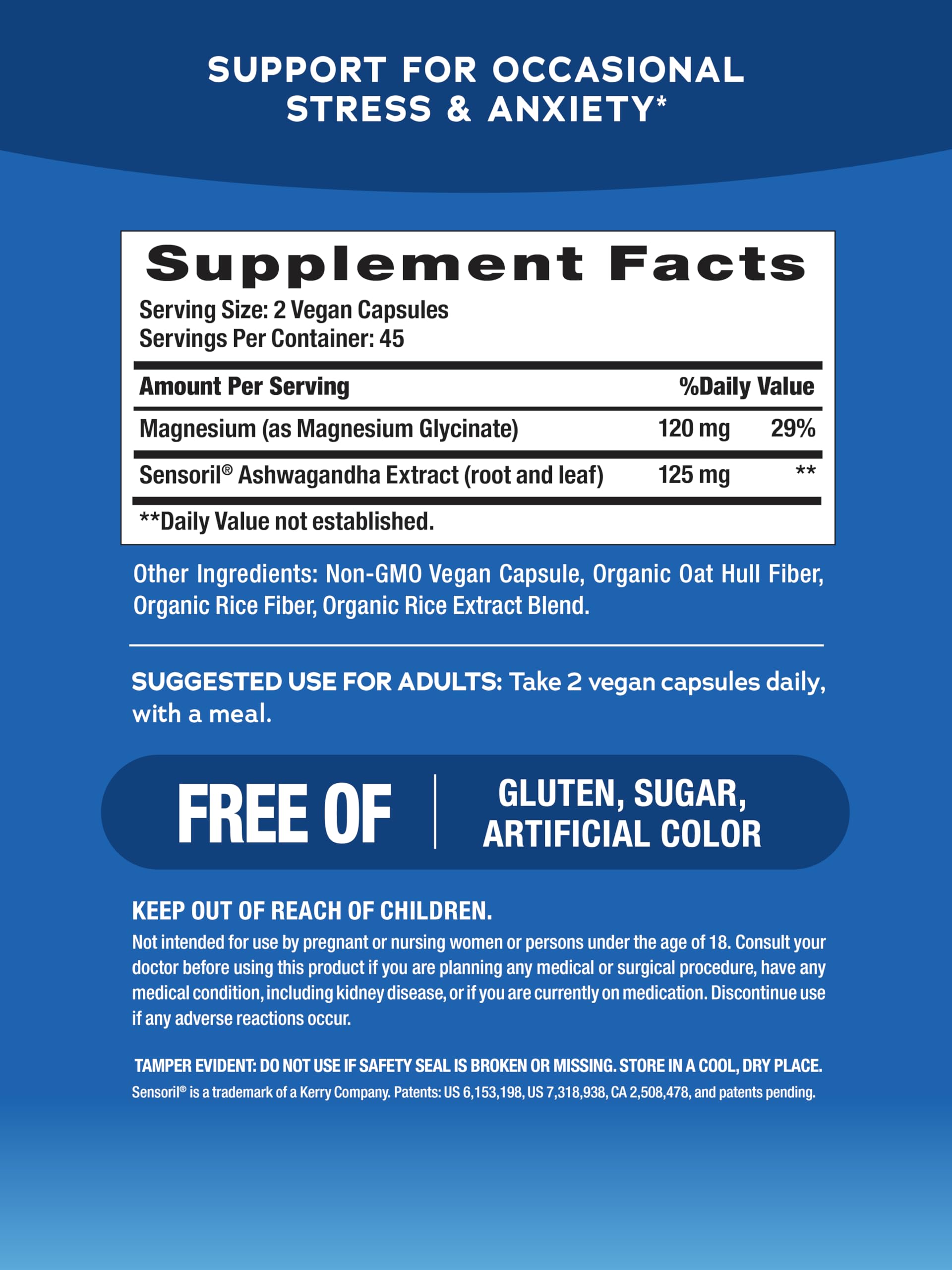 Natural Vitality Calm Ashwagandha + Magnesium Glycinate Capsules | Support for Occasional Stress & Anxiety | Gluten Free Supplement | 90 Count Natural Vitality uk supplements