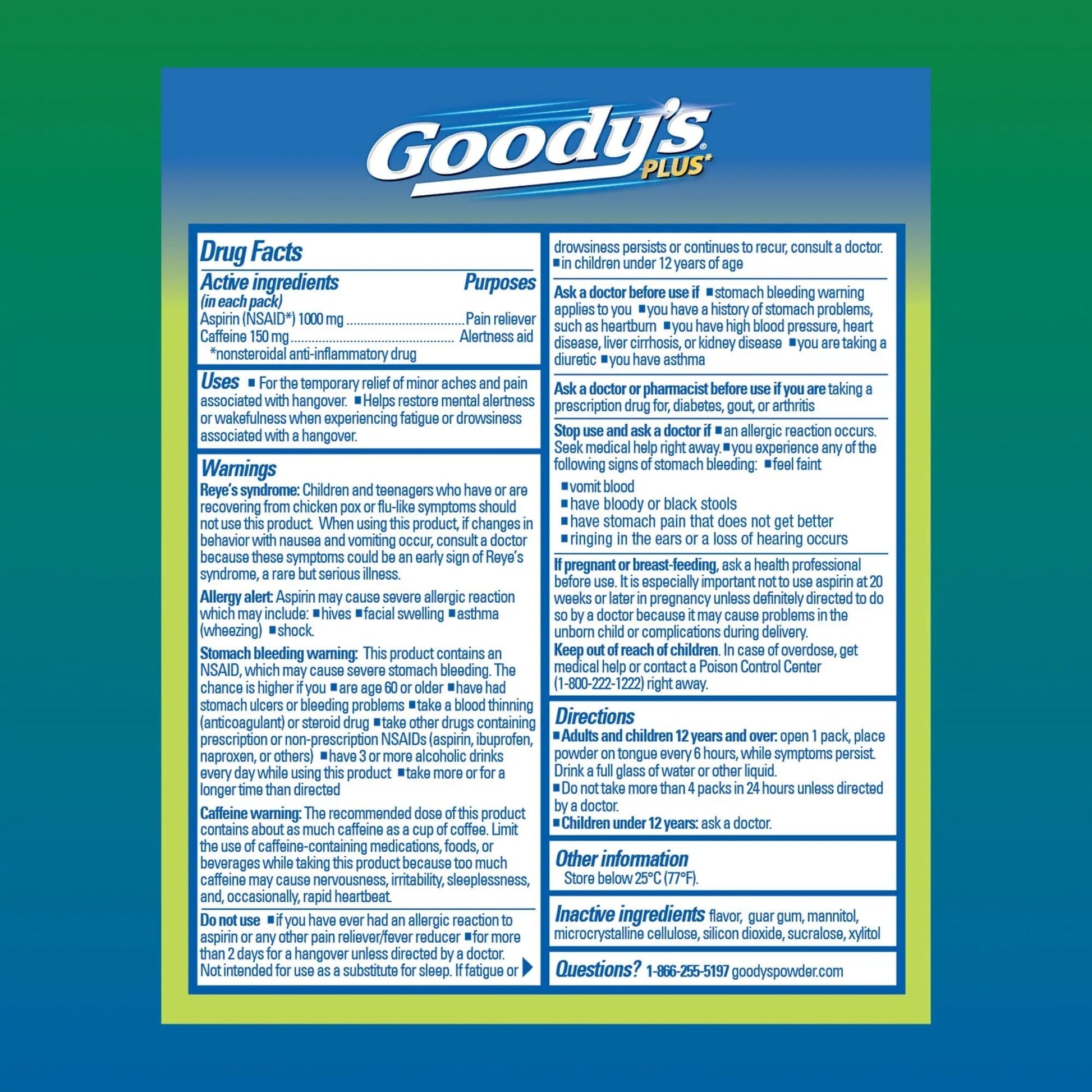 Goody’s Headache Relief Plus Mental Alertness Powder, with Aspirin and Caffeine, Strawberry Citrus Flavor, 16 Count Goody's uk supplements