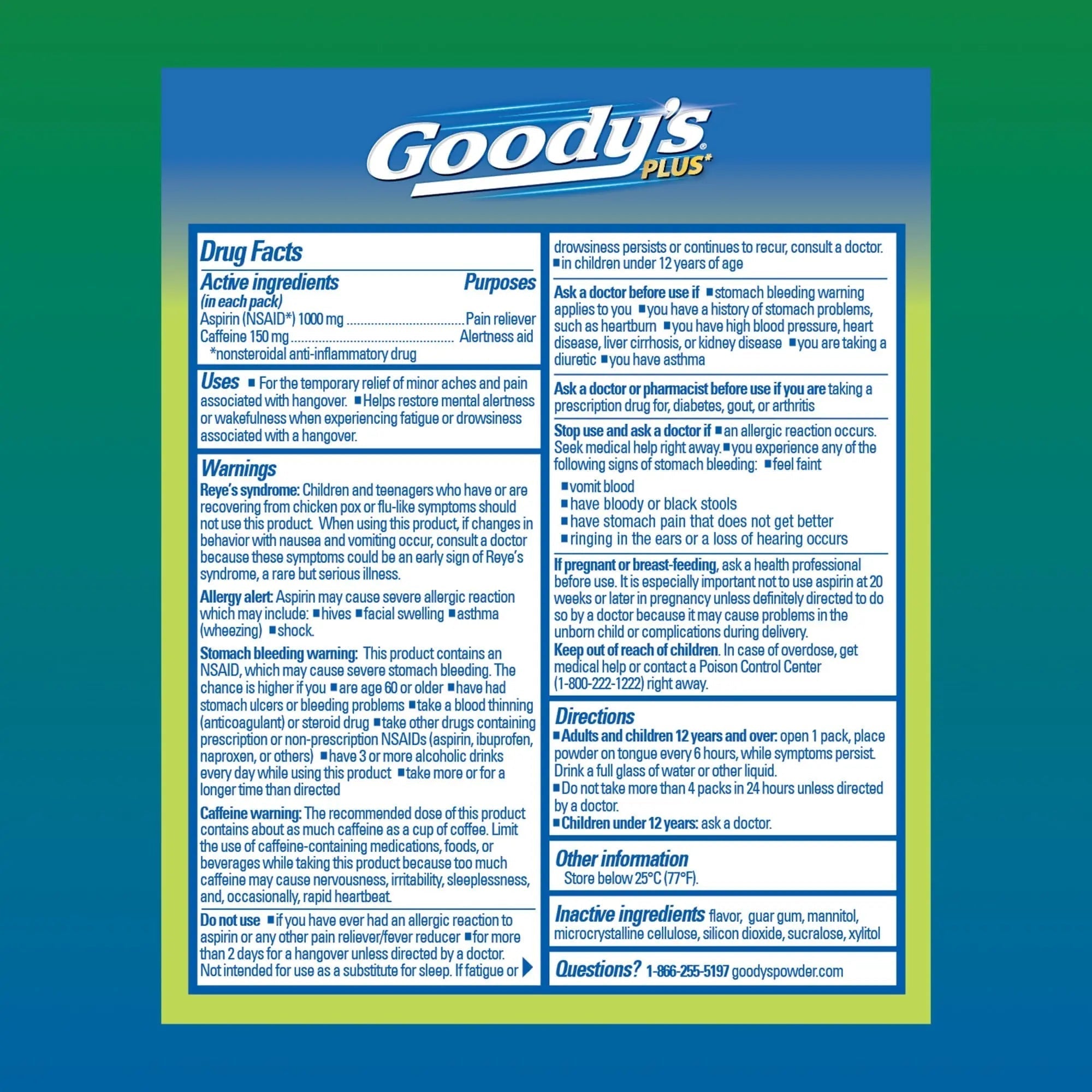 Goody’s Headache Relief Plus Mental Alertness Powder, with Aspirin and Caffeine, Strawberry Citrus Flavor, 16 Count Goody's uk supplements
