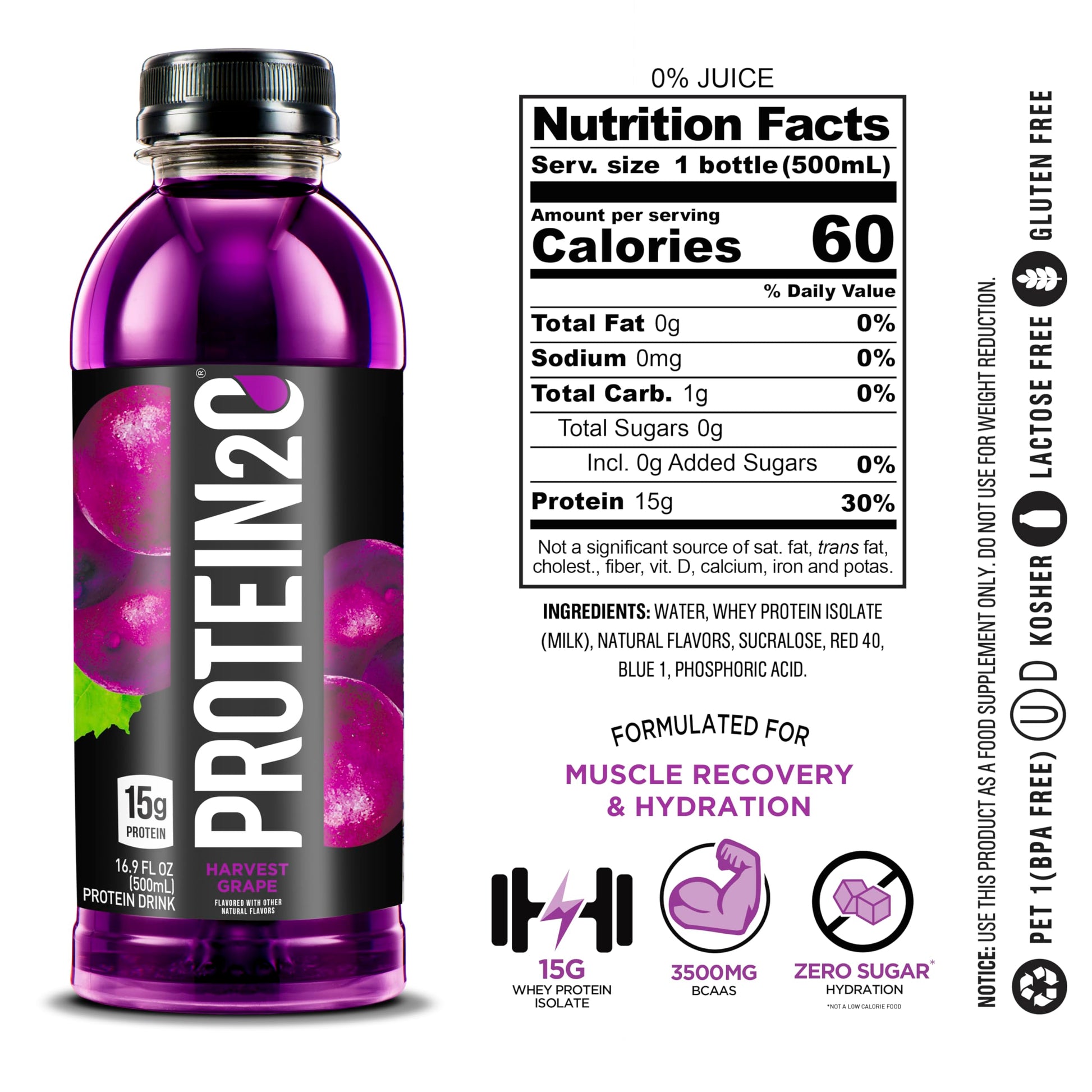 Protein2o 15g Whey Protein Isolate Infused Water, Ready To Drink, Sugar Free, Gluten Free Protein2o uk supplements