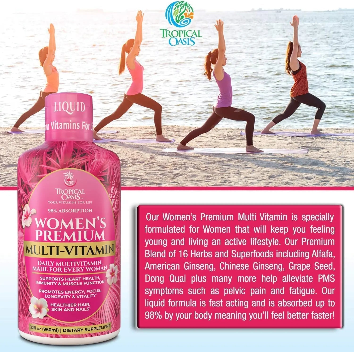 Premium Liquid Multivitamin for Women | Sugar Free Women’s Multivitamin | 100+ Vitamins, Minerals Tropical Oasis uk supplements