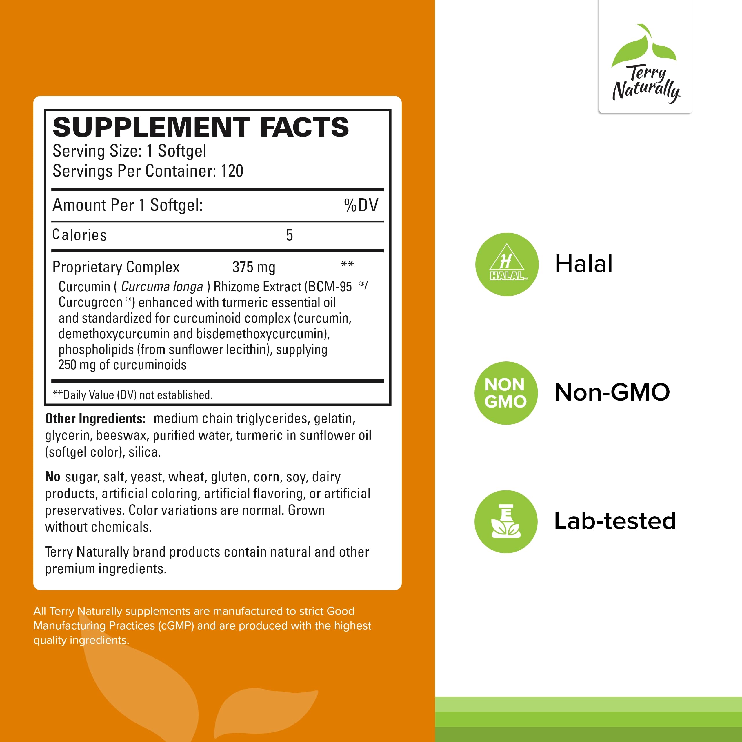 Terry Naturally CuraMed 375mg - Antioxidant Supplement for Brain & Immune Health Support - Dietary Supplement with Curcumin & Turmeric Essential Oil - Herbal Liver Support - 120 Softgels Terry Naturally uk supplements