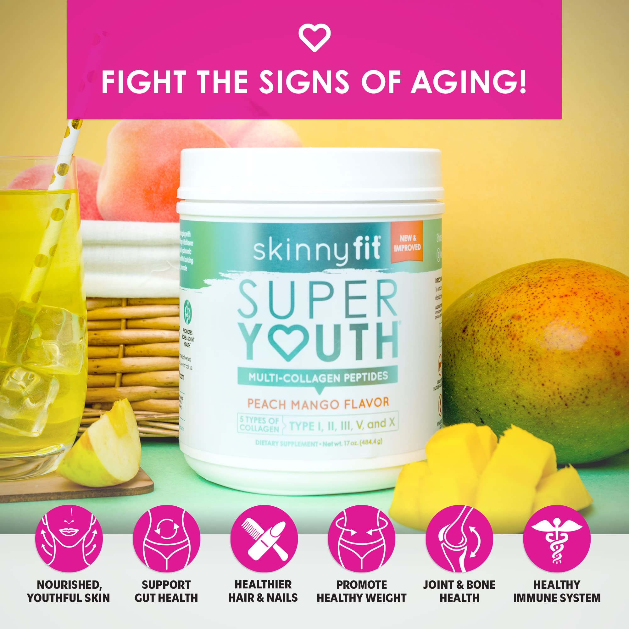 SkinnyFit Super Youth Multi-Collagen Peptides Plus Apple Cider Vinegar, Hyaluronic Acid SkinnyFit uk supplements