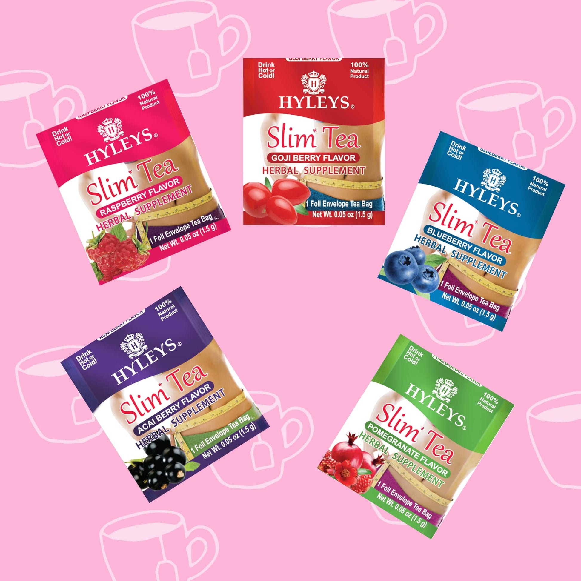Hyleys Slim Tea 5 Flavor Assortment - Weight Loss Herbal Supplement Cleanse Hyleys Tea uk supplements
