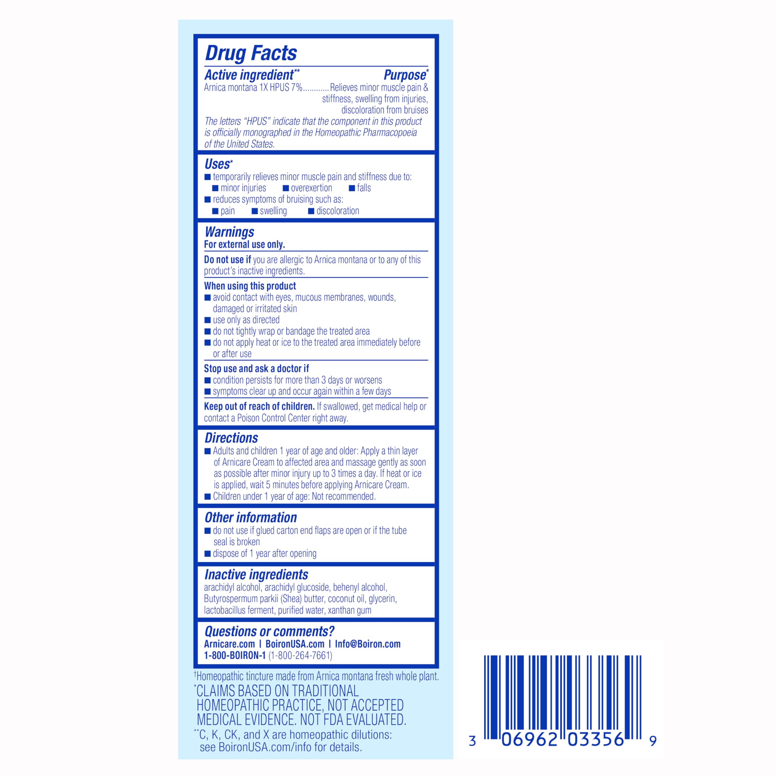 Boiron Arnicare Cream Natural Soothing Relief for Joint Pain, Muscle Pain, Swelling, Soreness, and Stiffness - Fast Absorbing and Fragrance-Free - 2.5 oz Boiron uk supplements