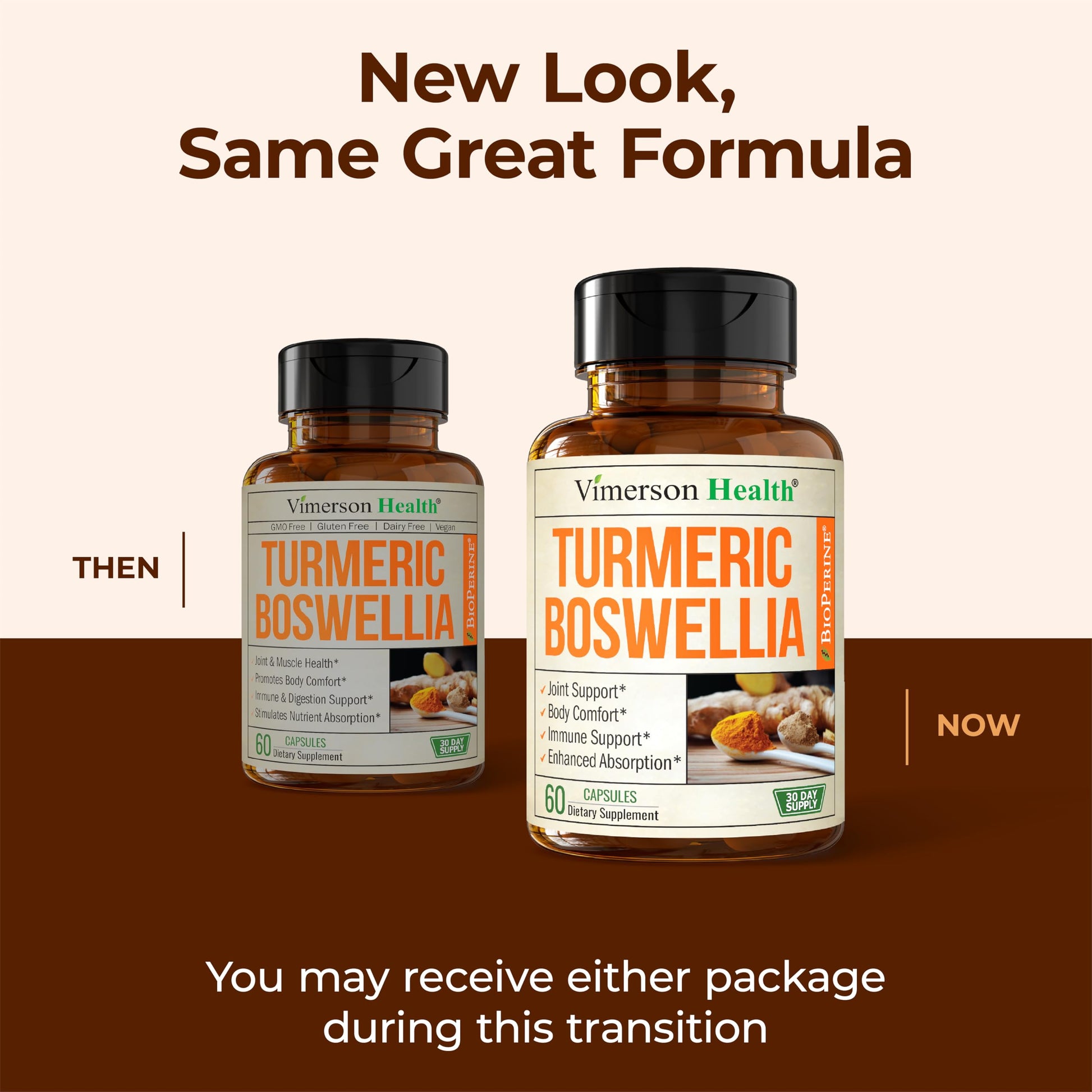 Turmeric Supplement w/Boswellia Serrata – Daily Support for Joint Health & Comfort – Organic Turmeric Curcumin Powder, Bioperine for Enhanced Absorption & Ginger Root – 60 Boswellia Extract Capsules Vimerson Health uk supplements