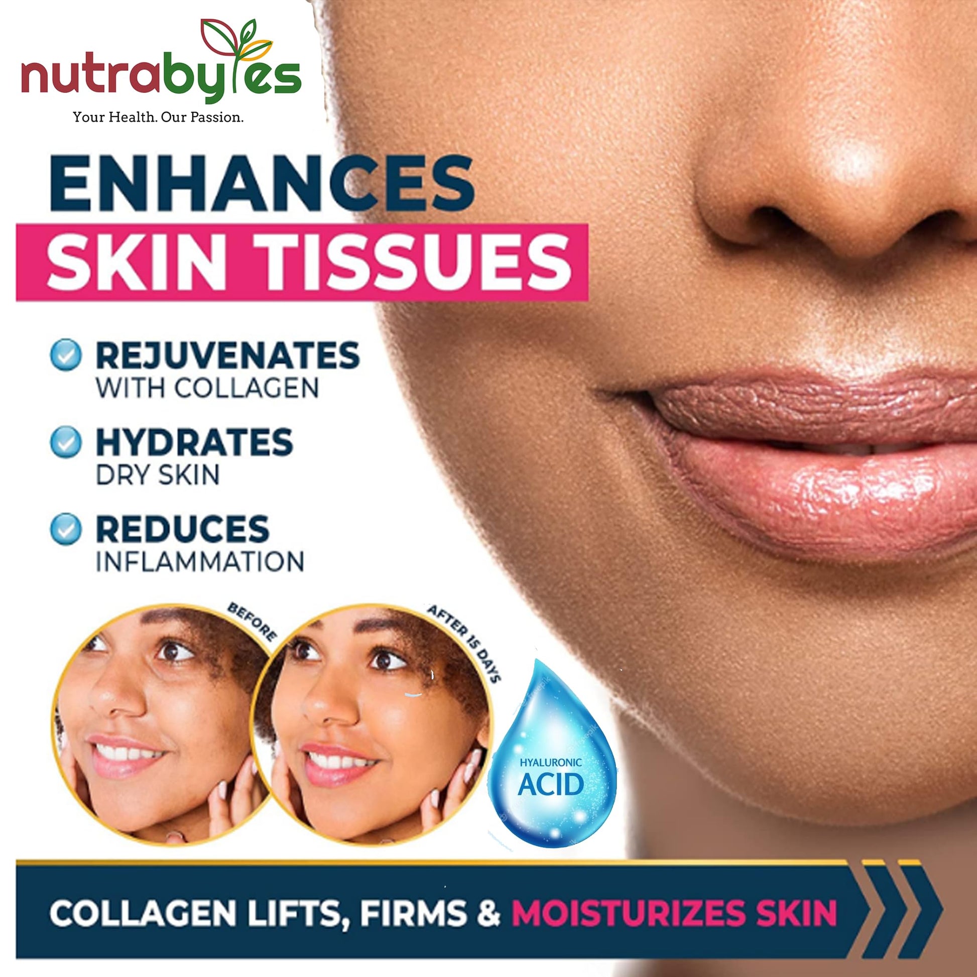 High Strength Marine Collagen with Hyaluronic Acid, Retinol and Vitamin C | 180 Capsules - 3 Months Supply NUTRABYTES uk supplements