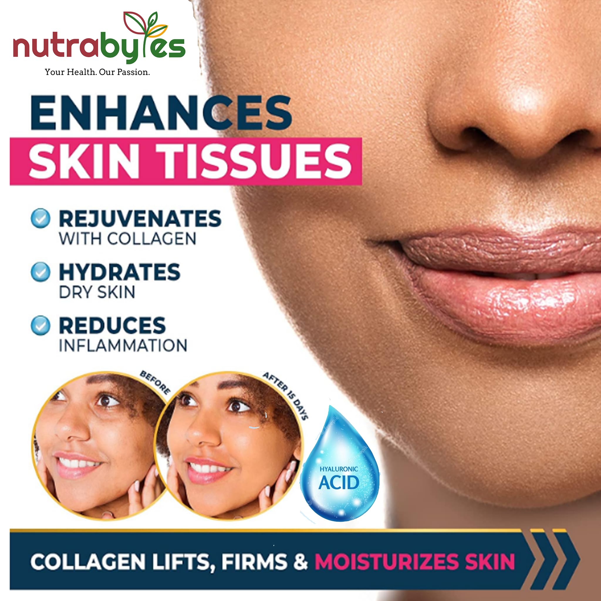 High Strength Marine Collagen with Hyaluronic Acid, Retinol and Vitamin C | 180 Capsules - 3 Months Supply NUTRABYTES uk supplements