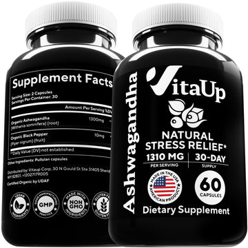 VitaUp Organic Ashwagandha Capsules 1310 mg - USA Made Ashwagandha Supplements VitaUp uk supplements