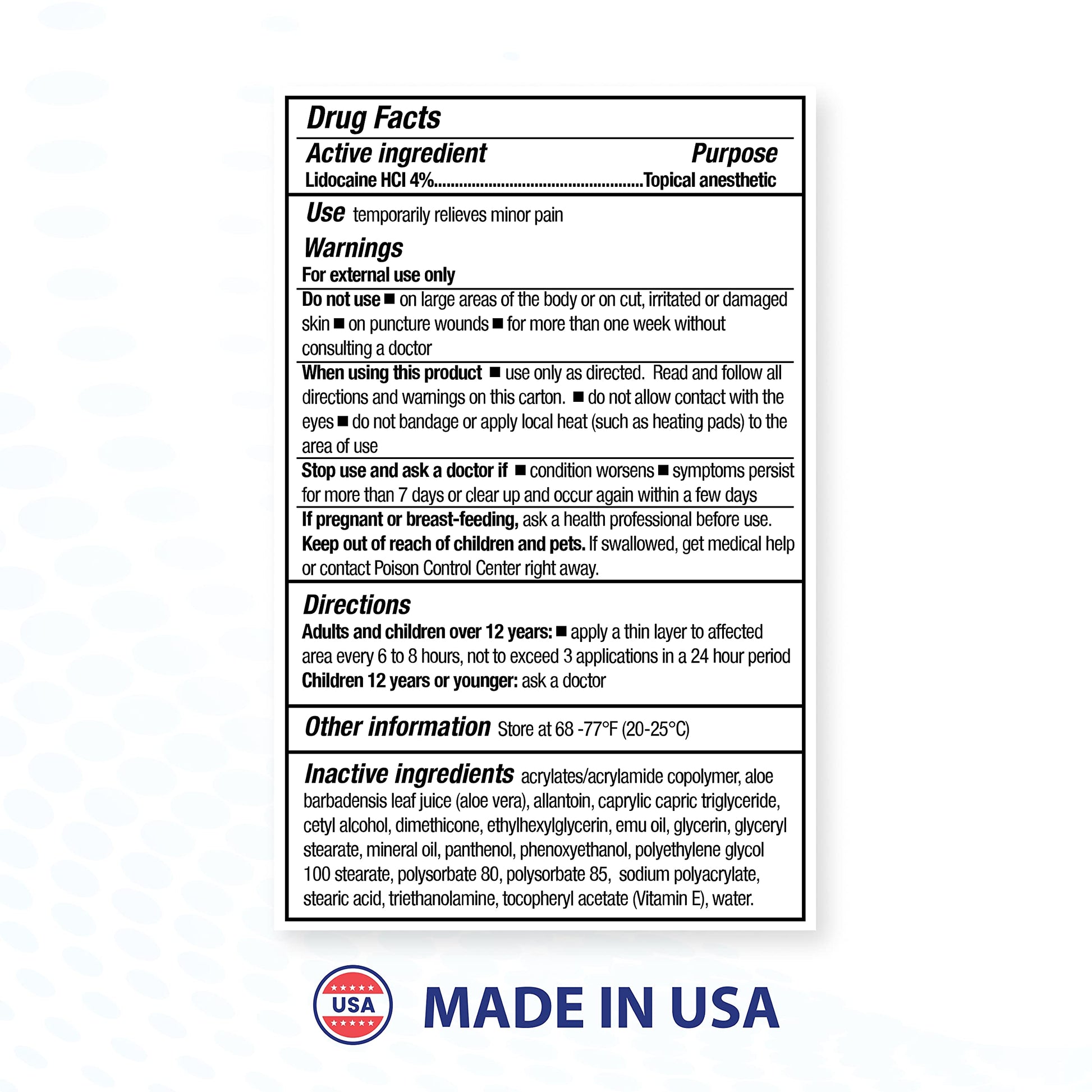 BLUE-EMU Lidocaine Pain Relief Cream for Fast, Numbing Relief, 2.7 Oz, 1 Pack BLUE-EMU uk supplements